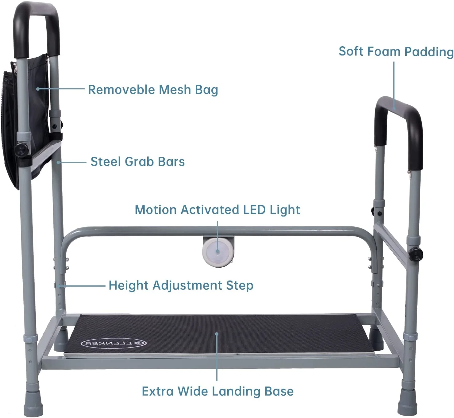 HFK-7204 Adjustable Safe Non-slip Bed Step Stool