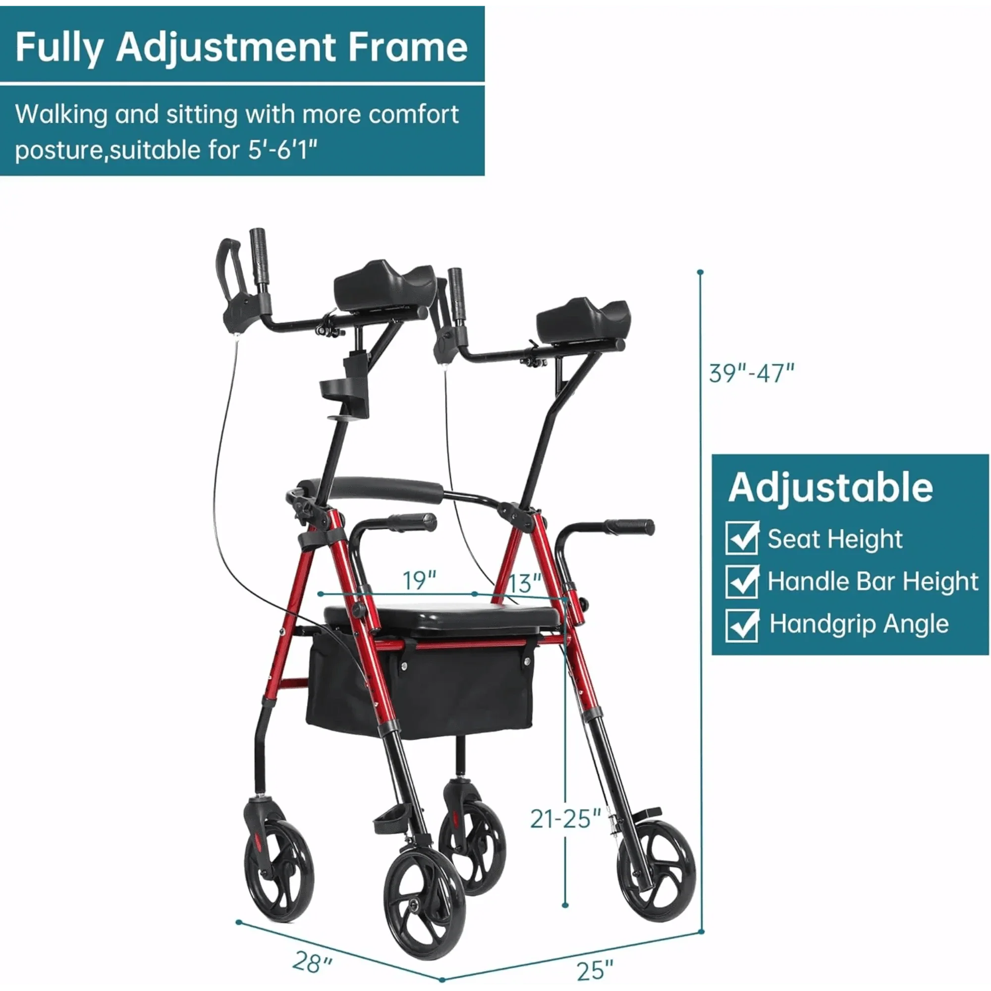 HFK-9236 Dual-Brake Upright Walker 8