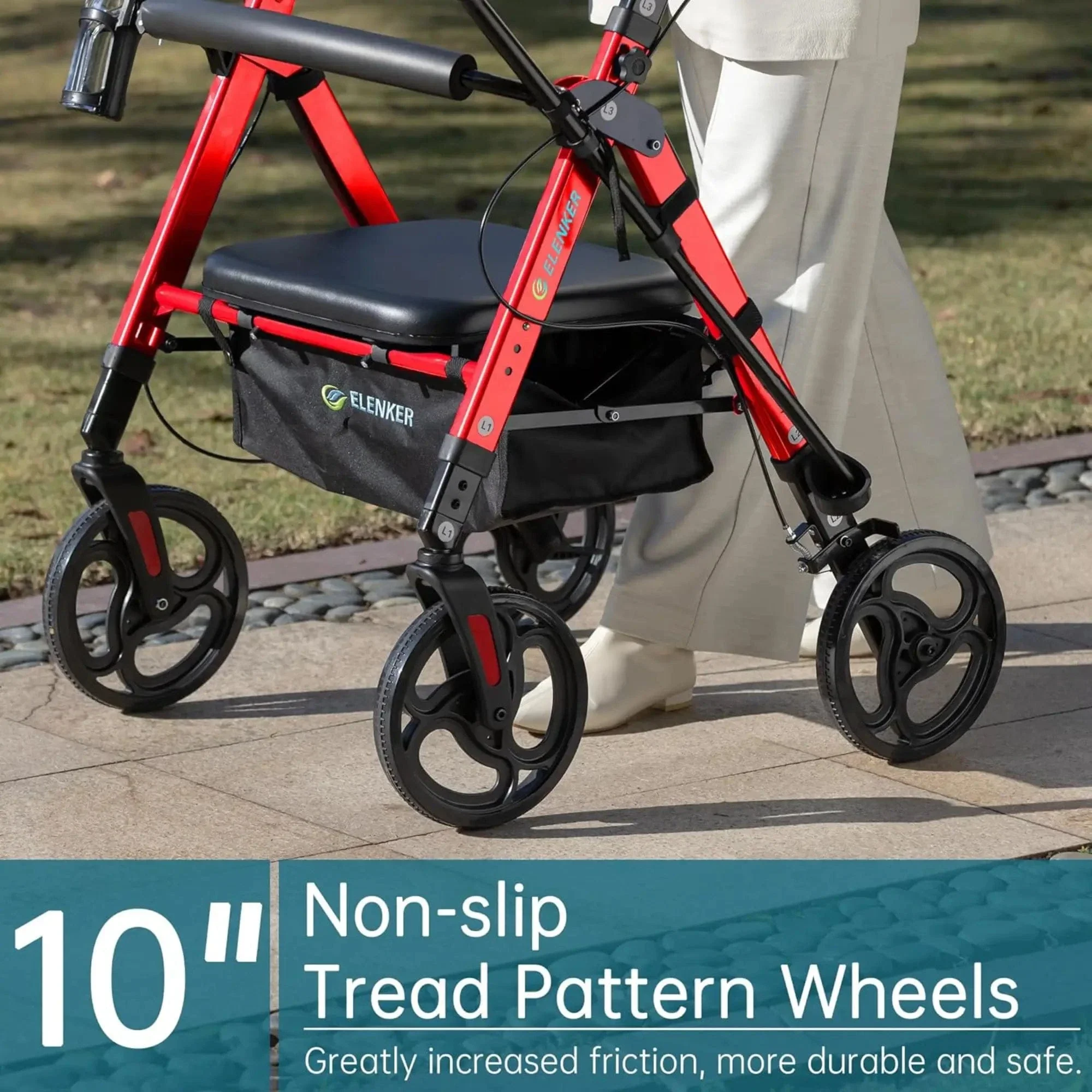 YF-9007A Dual-Brake Heavy Duty Rollator Walker 10