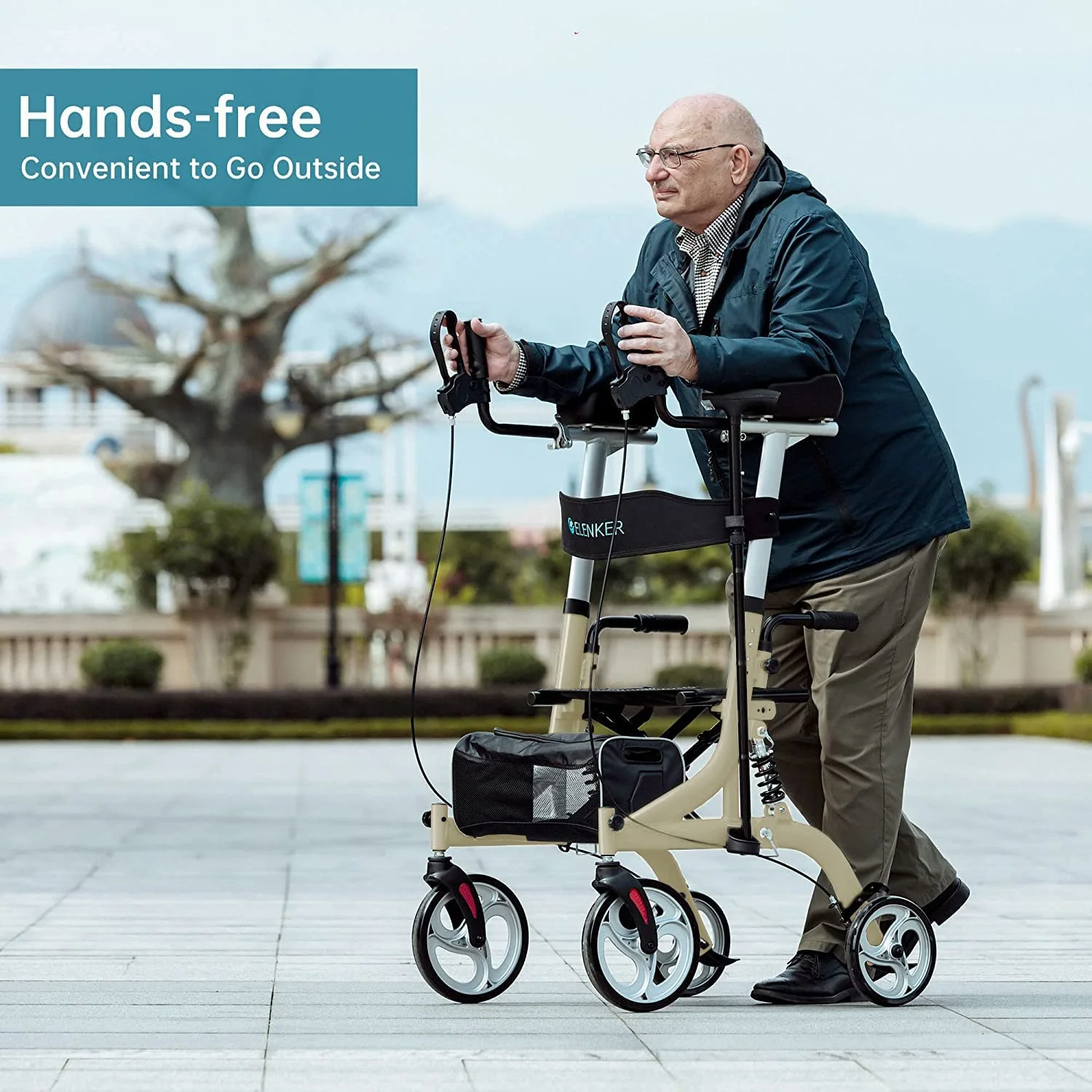 HFK-9211B Dual-Brake Shock-Absorbing Upright Walker 8