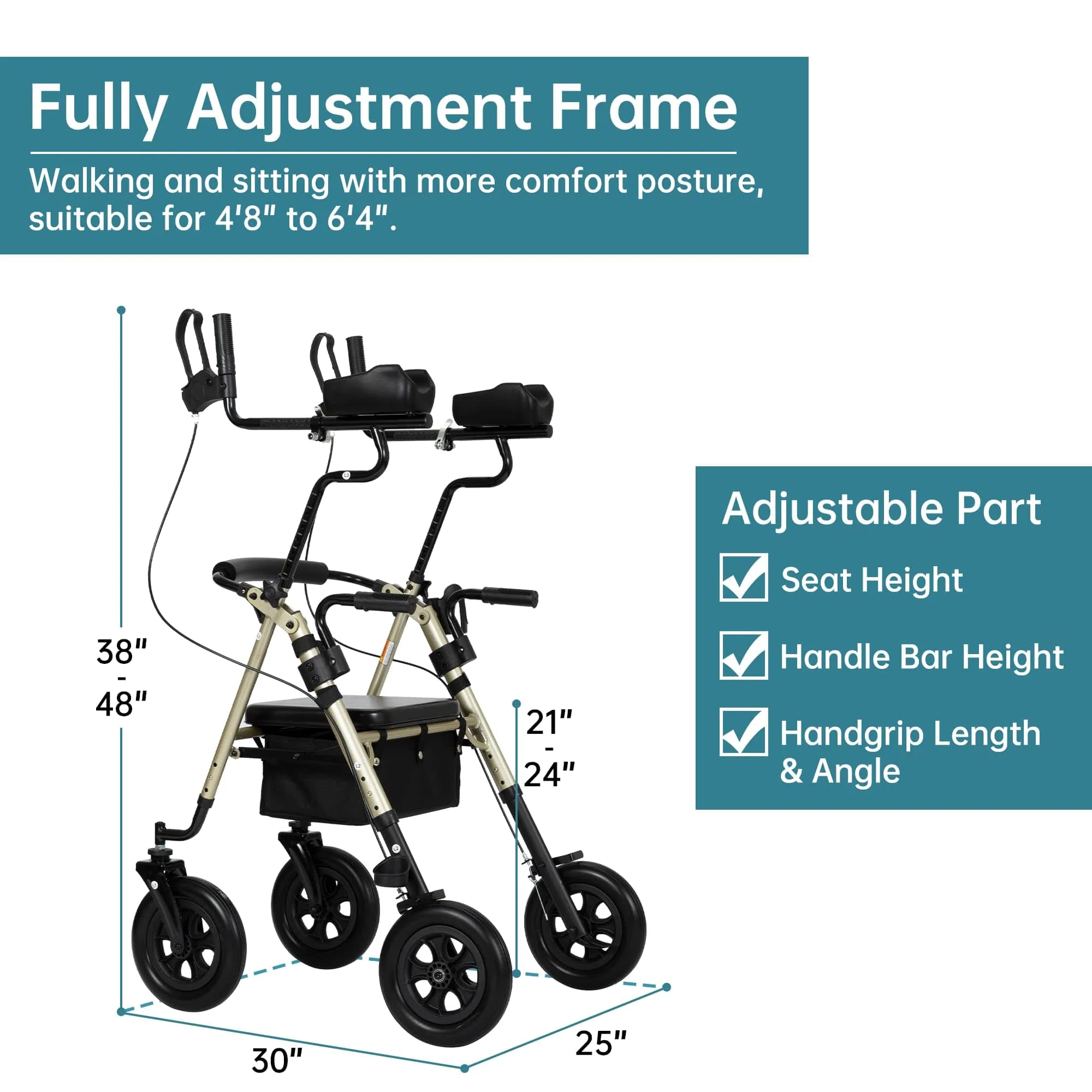 HFK-9236T4 All Terrain Dual-Brake Upright Walker 10