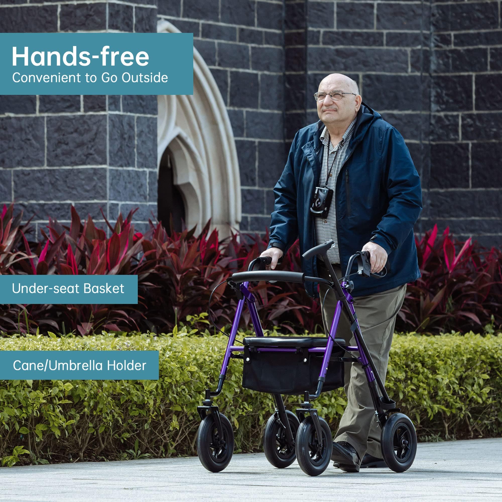 HFK-9236D4 All Terrain Dual-Brake Rollator Walker 10