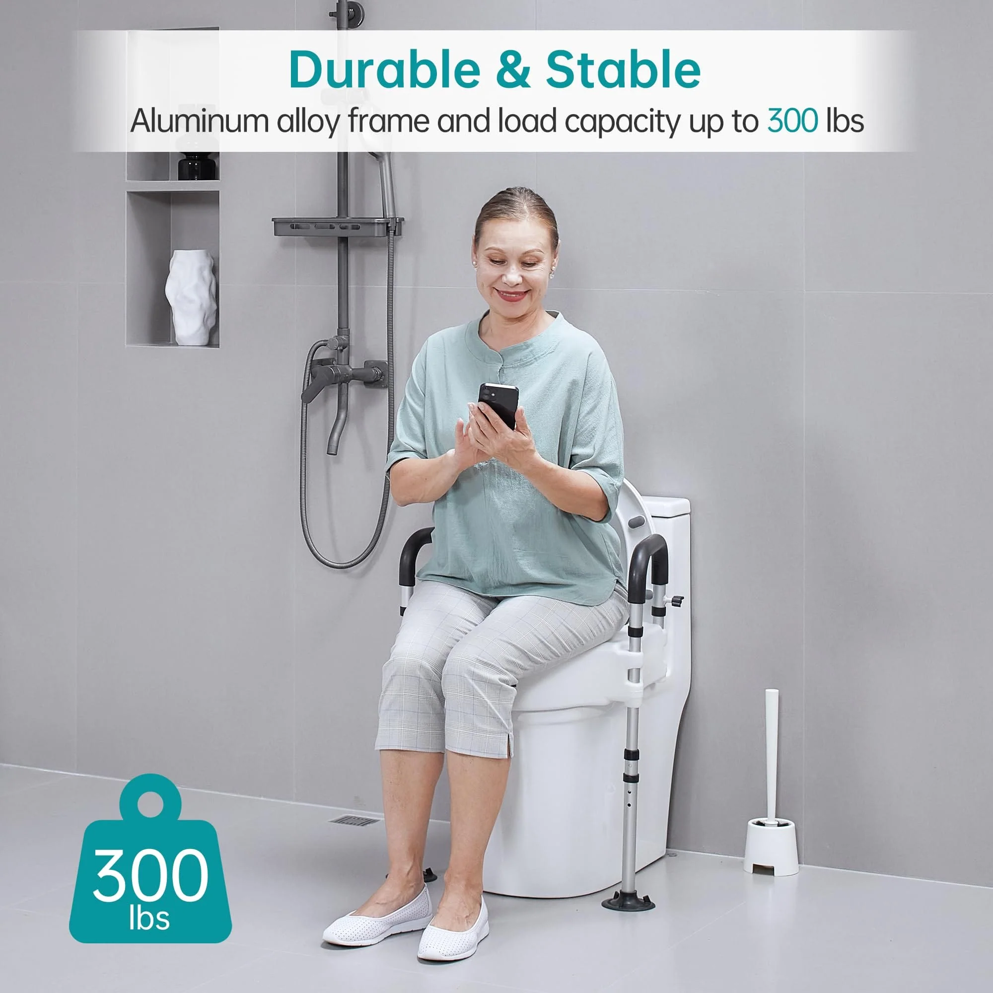 HFK-3377 Height-Adjustable Raised Toilet Seat-Assisted Stand-Up Support