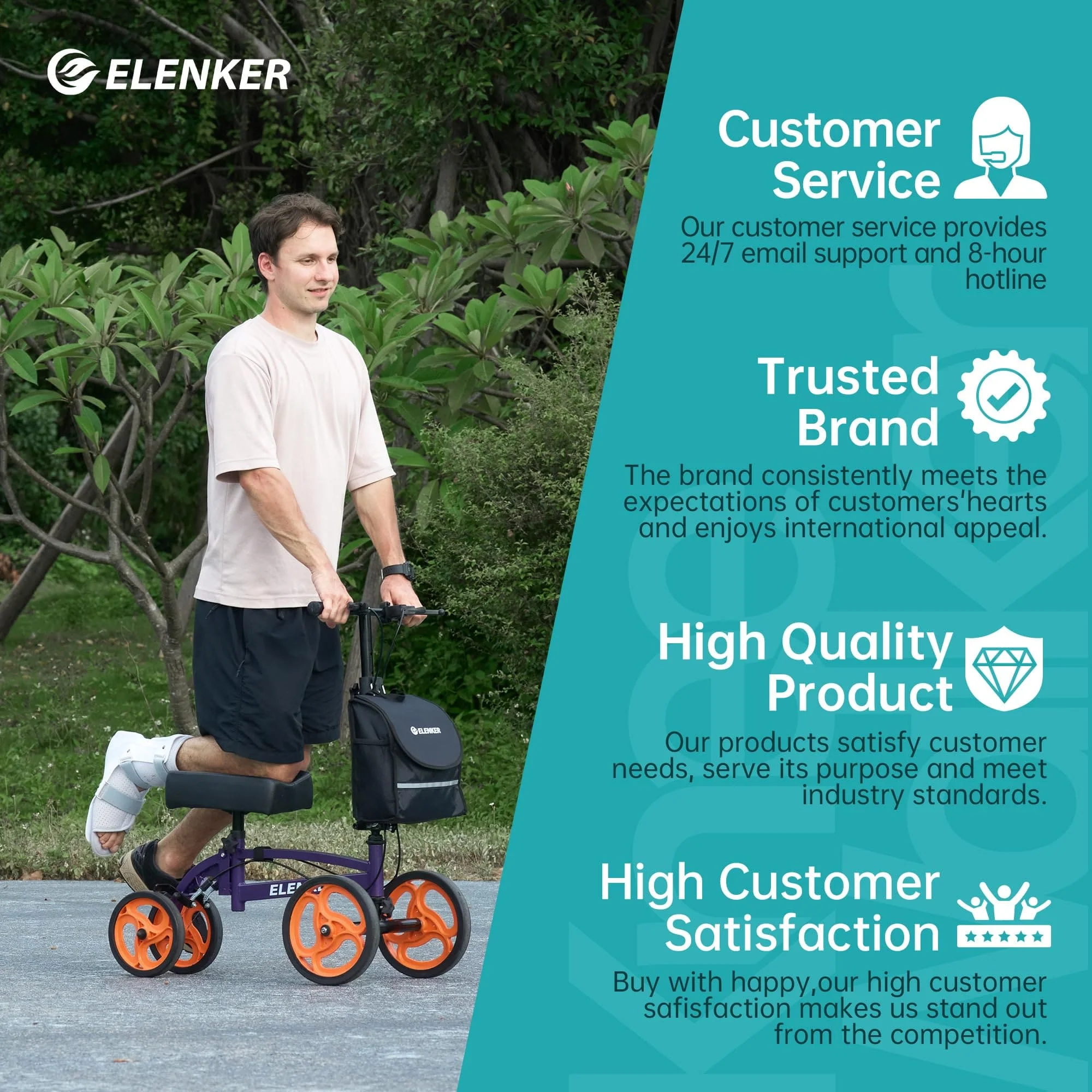 YF-9010A Steerable Foldable Knee Walker 10