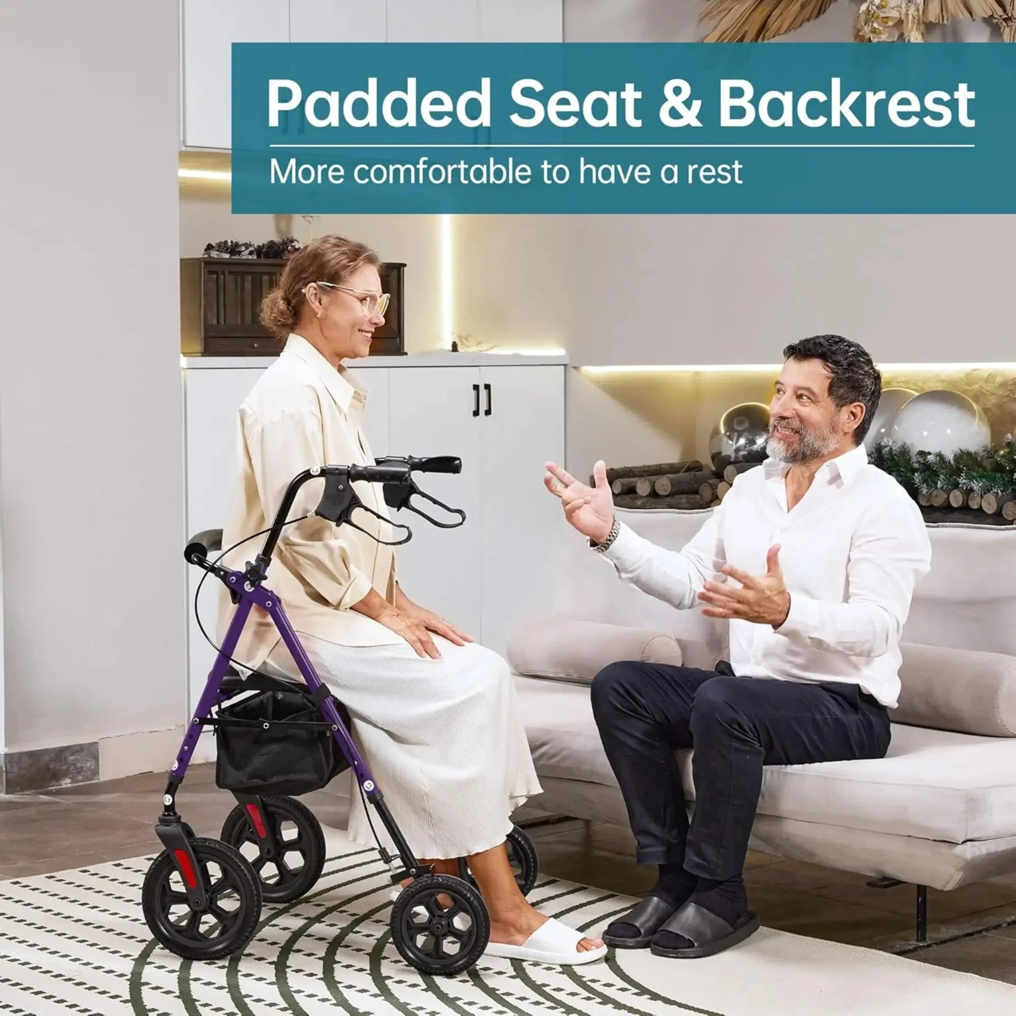 YF-9007D All-Terrain Dual-Brake Rollator Walker 8