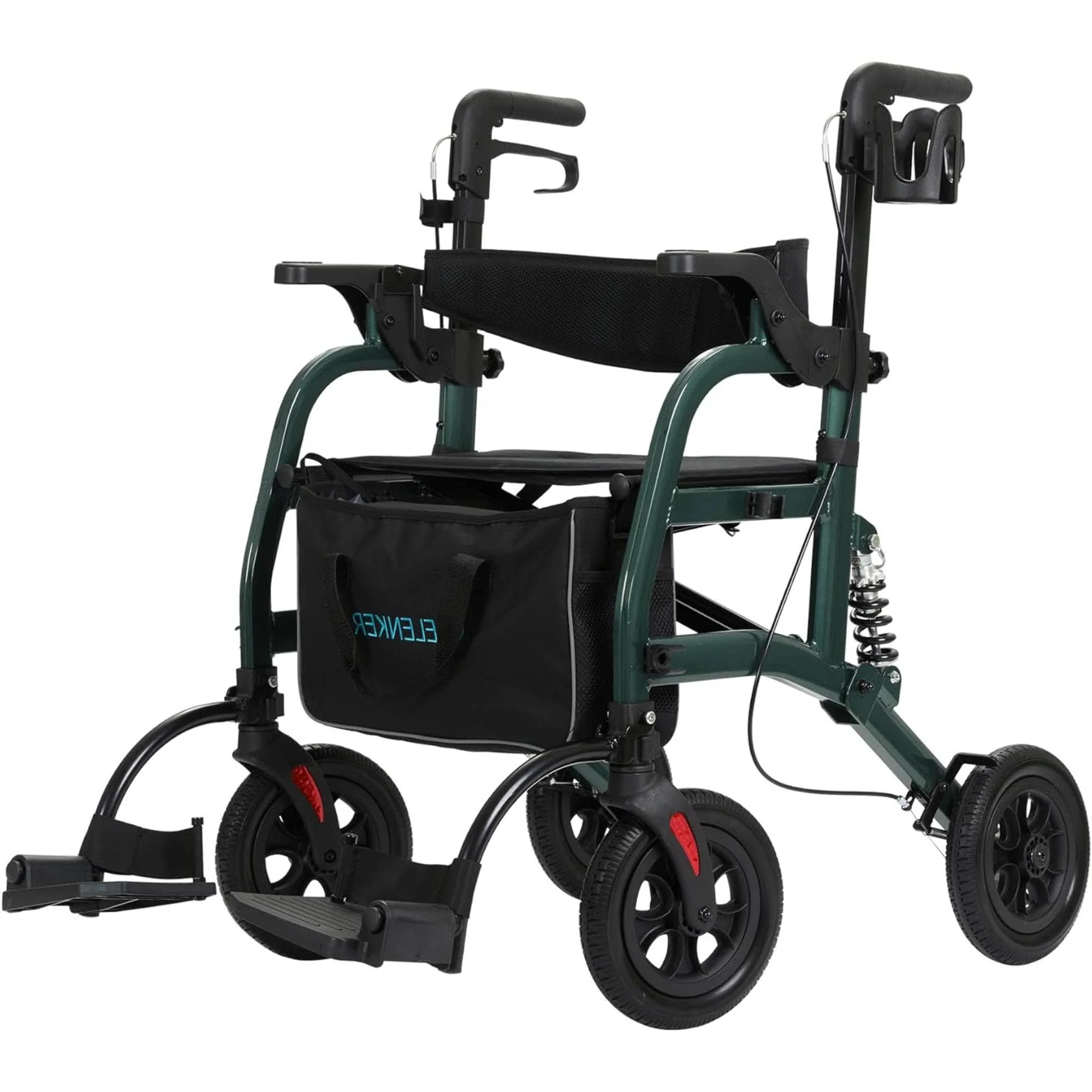 HFK-9294-2 All-Terrain 2-in-1 Shock-Absorbing Rollator Walker 10” Wheels