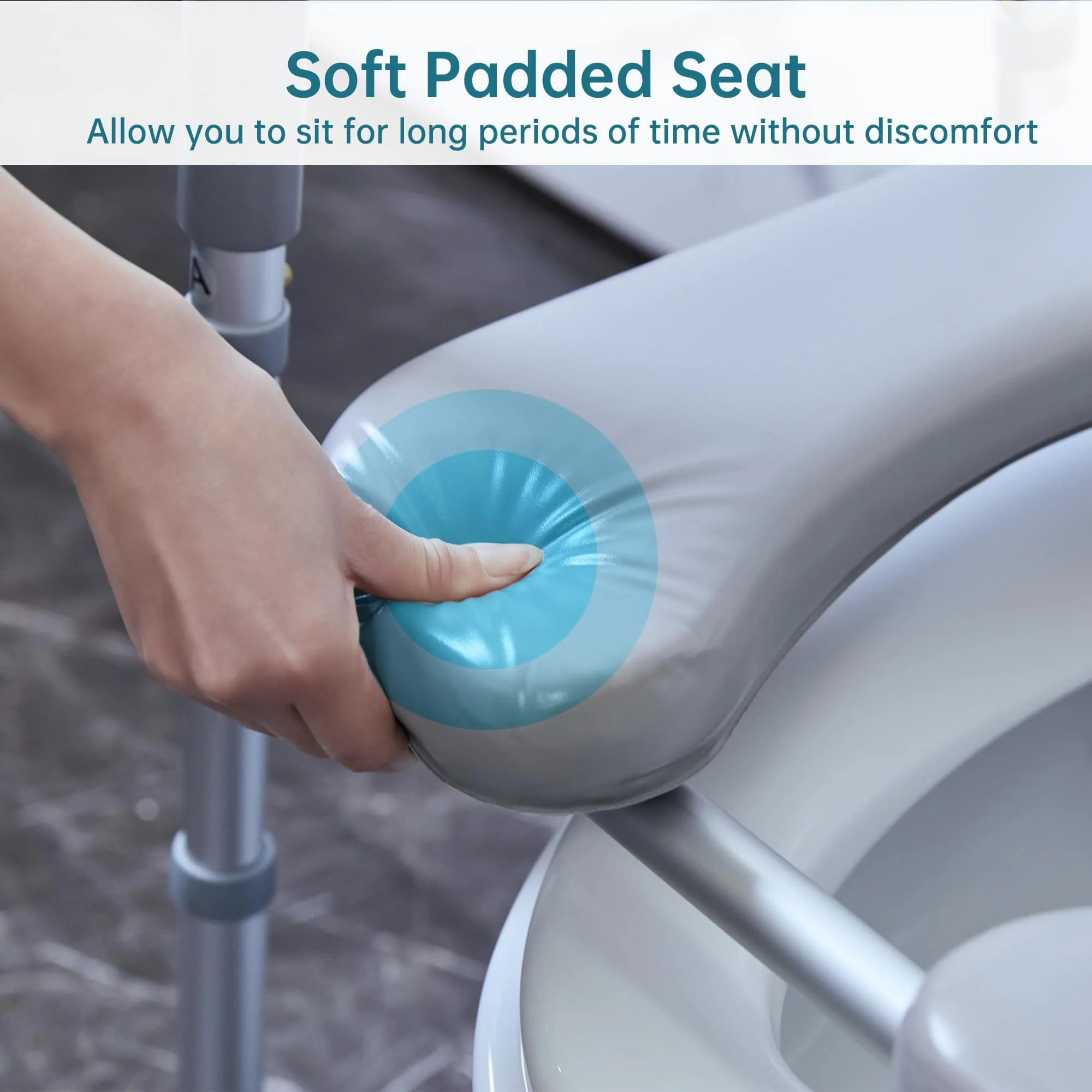 HFK-3367KD Height-Adjustable Raised Toilet Seat With Soft Padded Seat