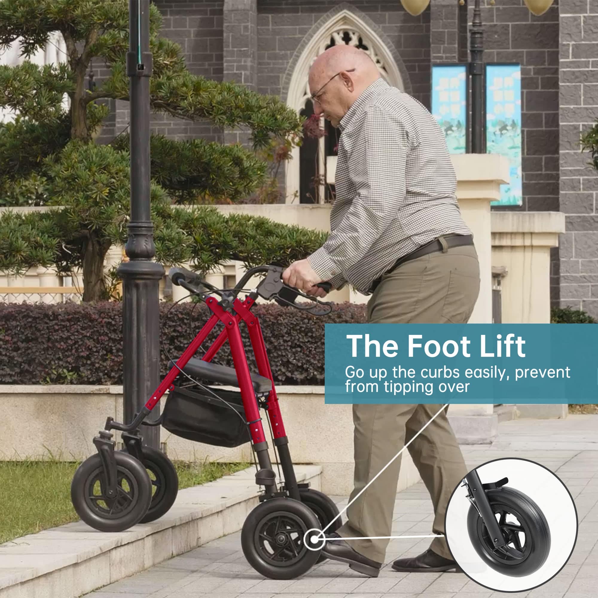 HFK-9236D4 All Terrain Dual-Brake Rollator Walker 10