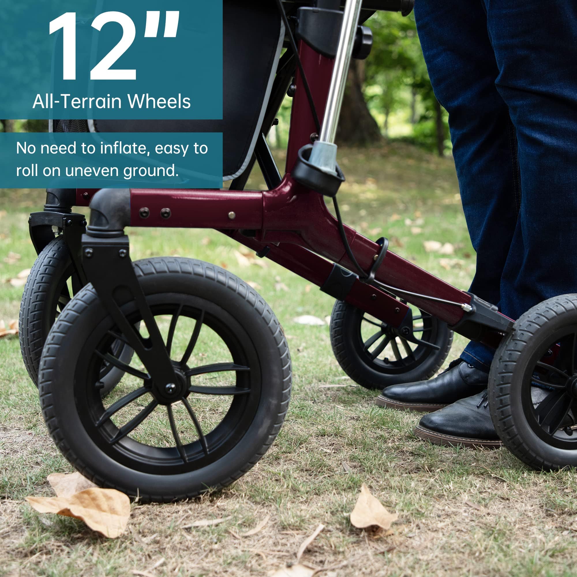 KLD-9212 All Terrain Dual-Brake Rollator Walker 10