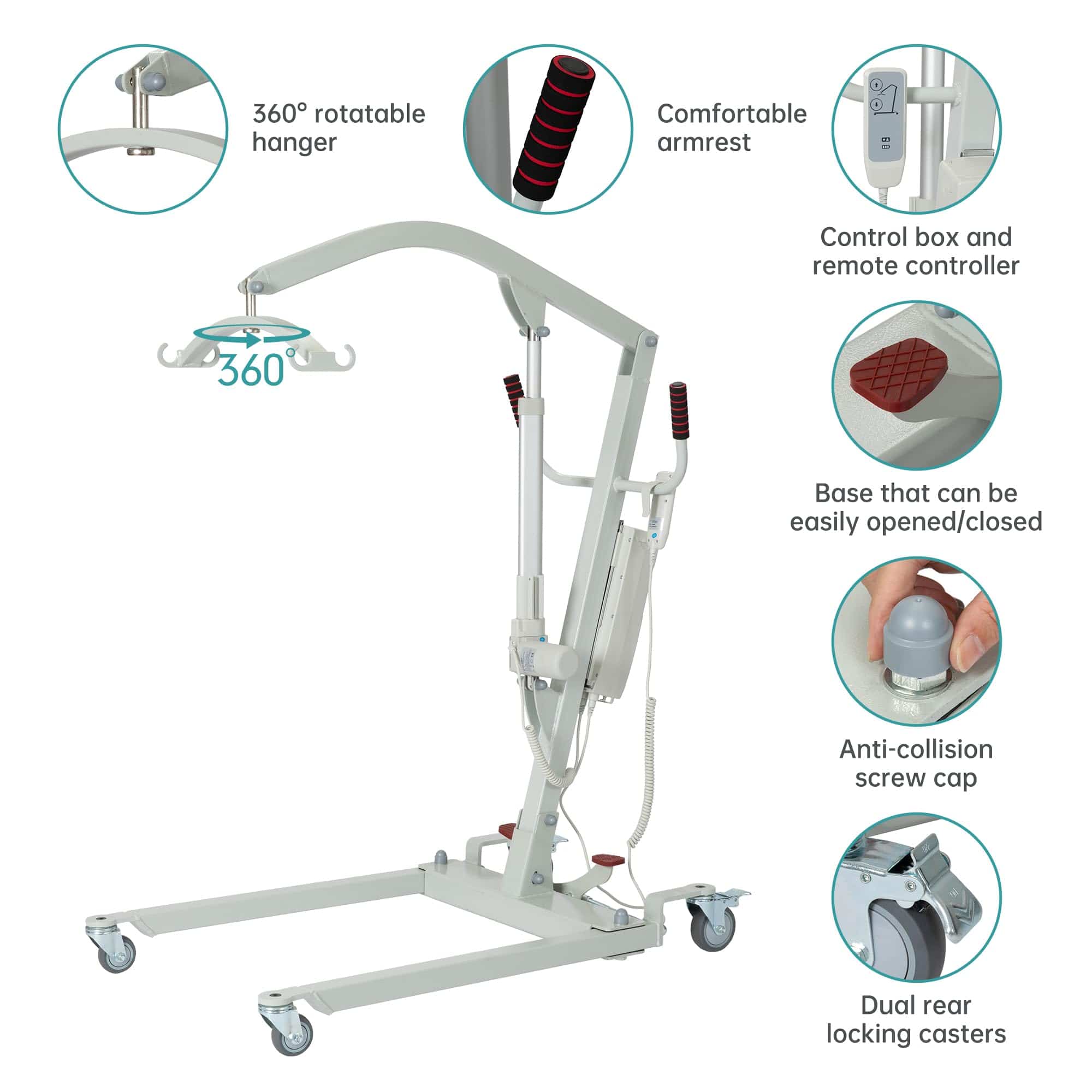 BHH-YWJ-DO2A 360° Swivel Easy-Operate Electric Patient Lift
