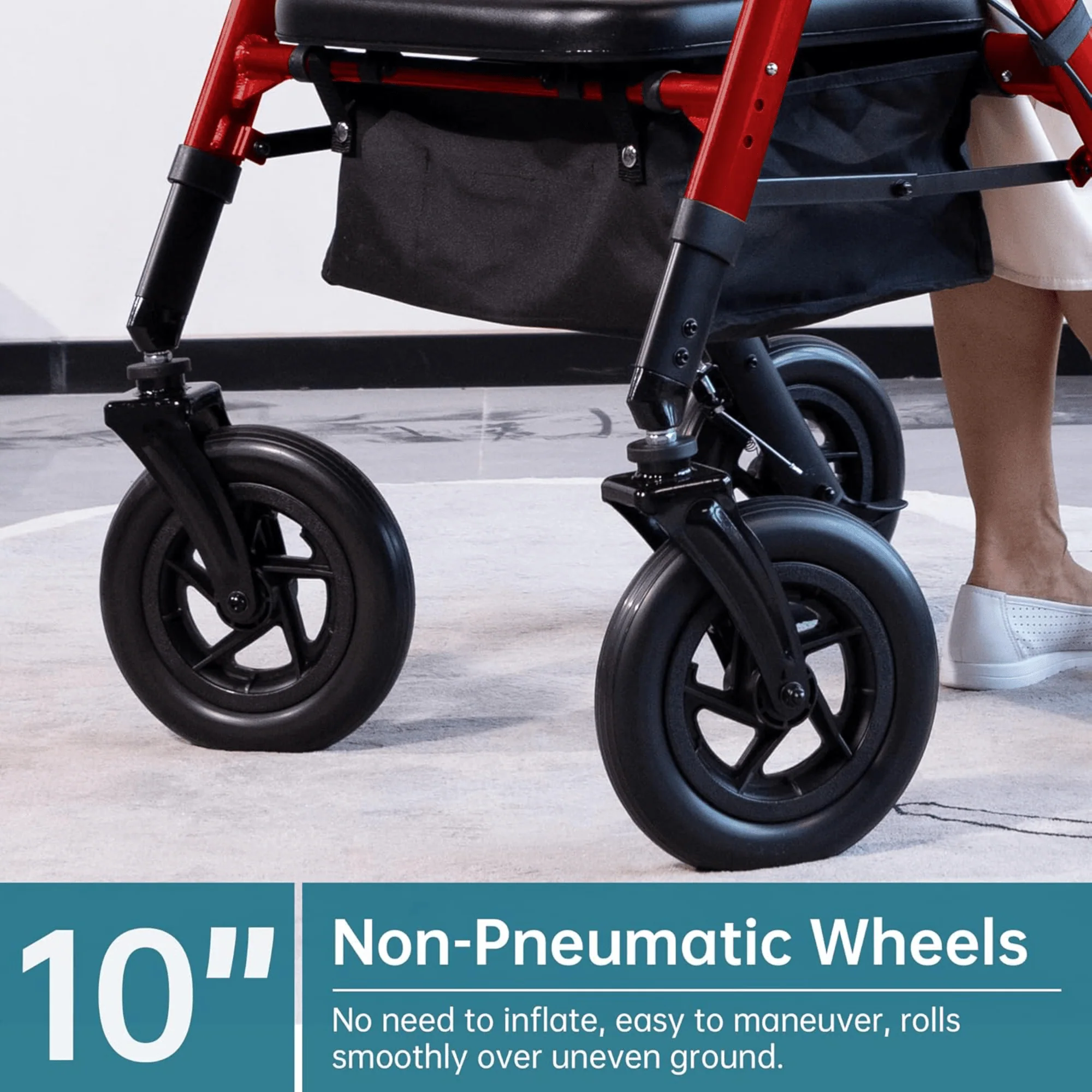 HFK-9219KD-2 All-Terrain Heavy Duty No-Assembly Rollator Walker 10
