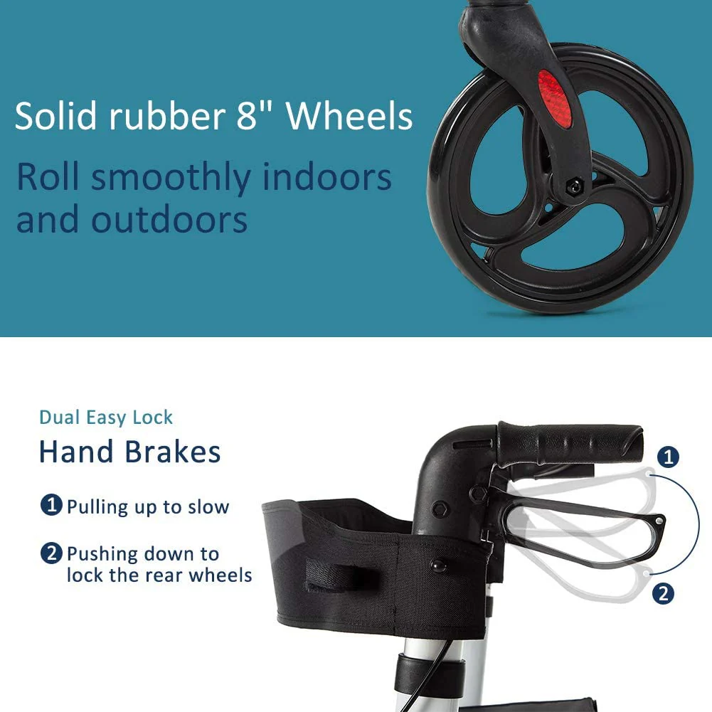 HFK-9211 Dual-Brake Shock-Absorbing Rollator Walker 8