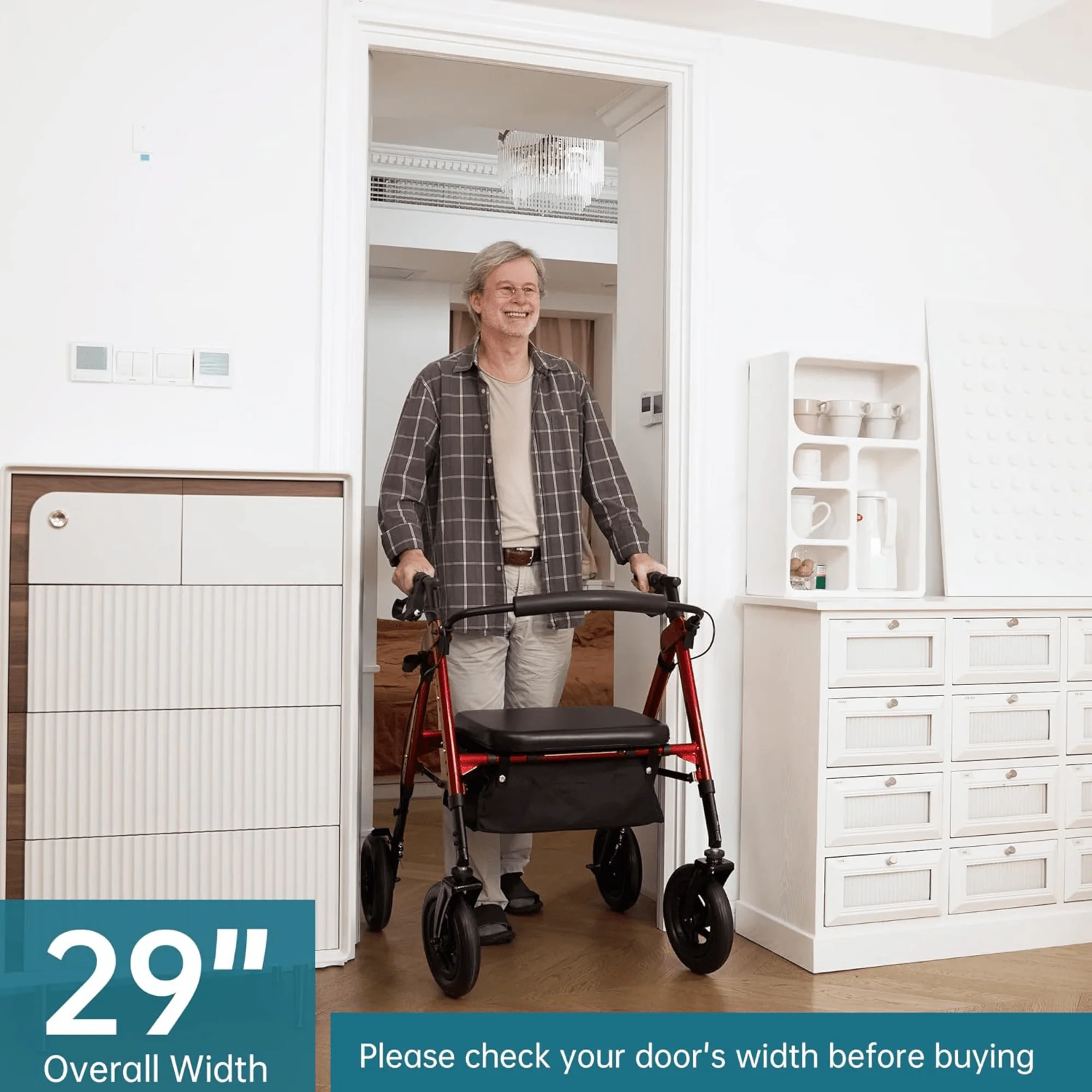 HFK-9219KD-2 All-Terrain Heavy Duty No-Assembly Rollator Walker 10