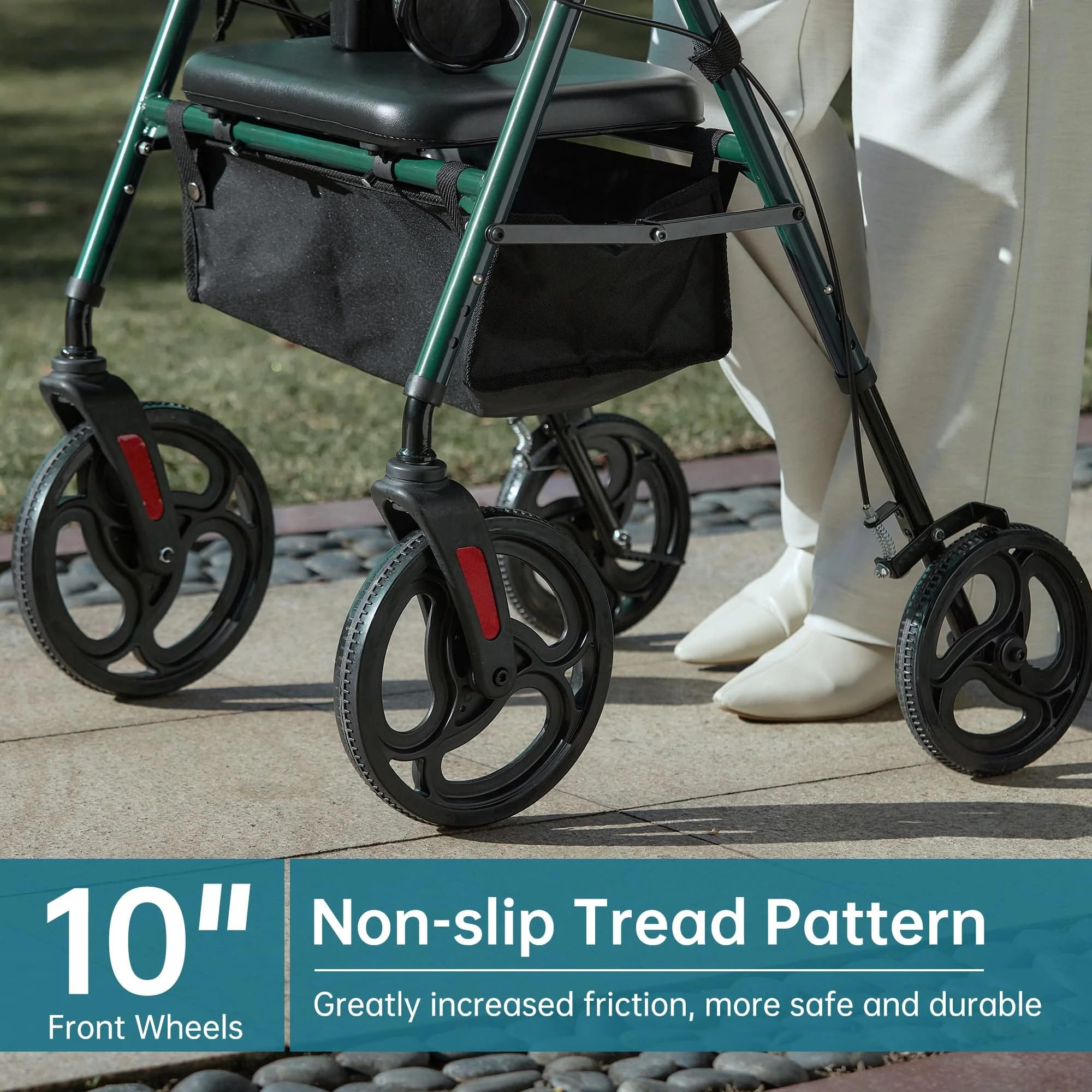 YF-9007B Dual-Brake Ergonomic Handgrip Rollator Walker 8
