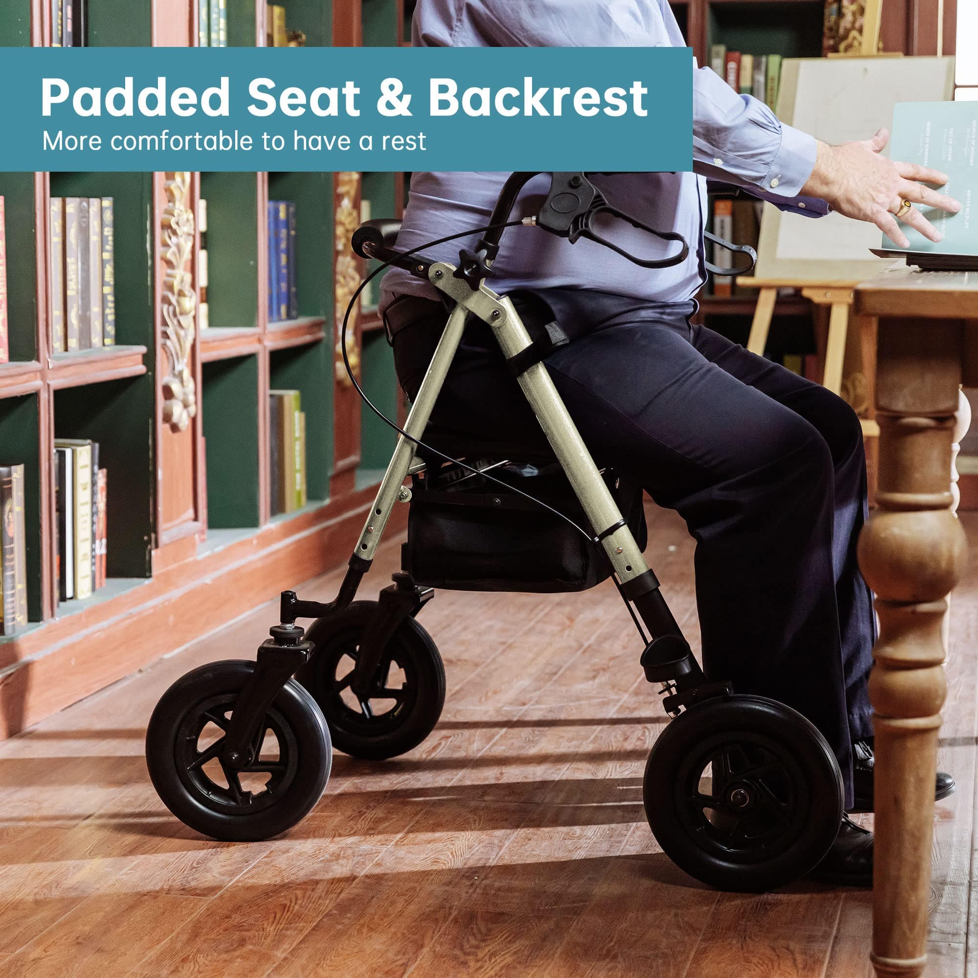 HFK-9236D4 All Terrain Dual-Brake Rollator Walker 10