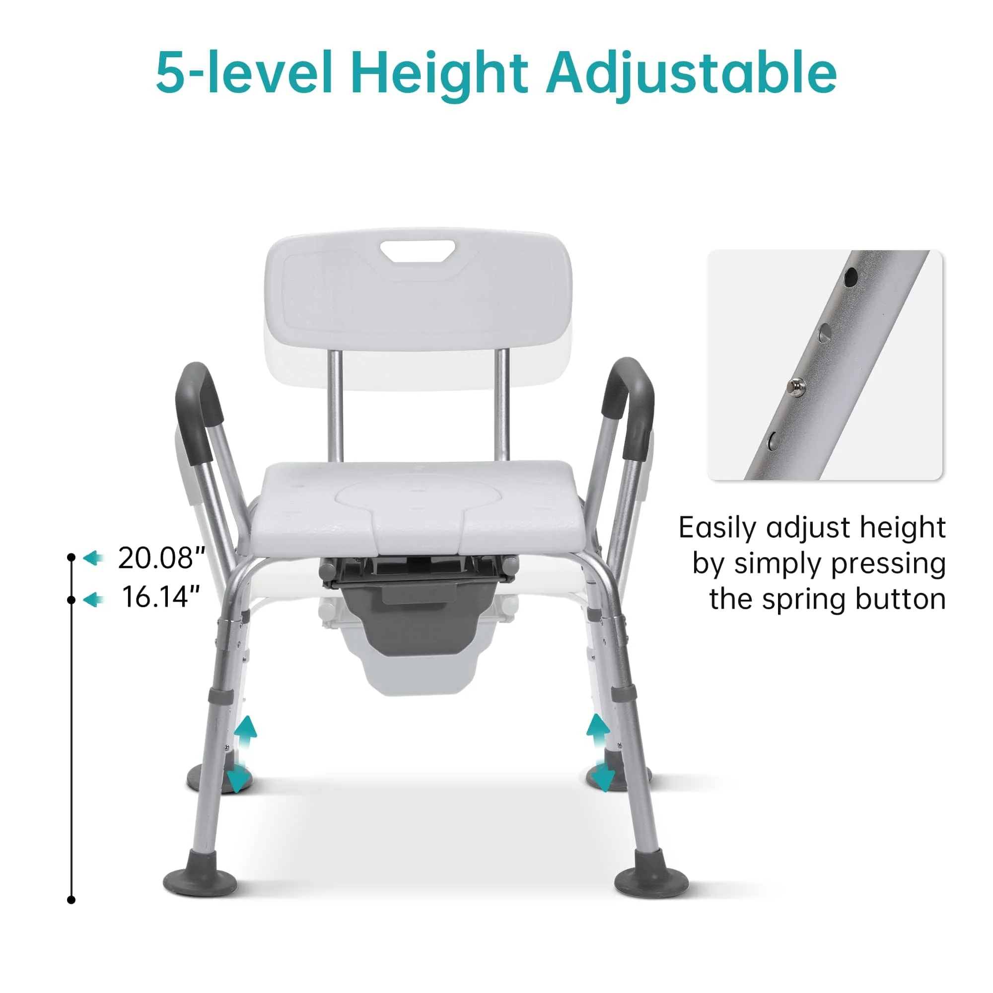 KY-1203B-1 4-in-1 Non-Slip Medical Shower Seat Chair