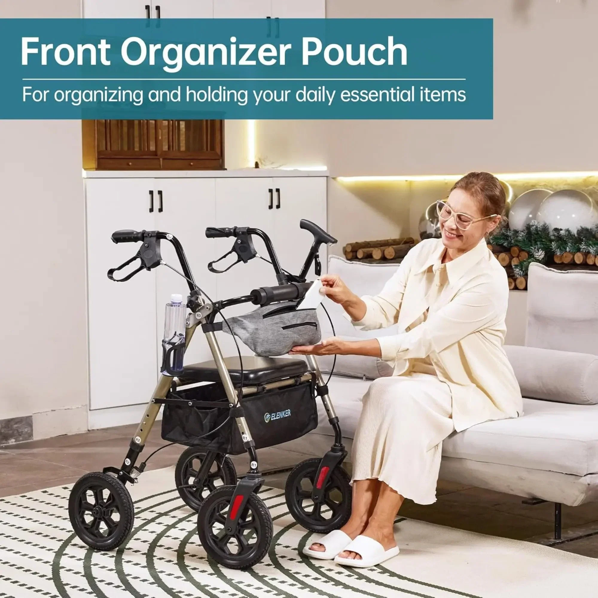 YF-9007E All-Terrain Dual-Brake Rollator Walker 10