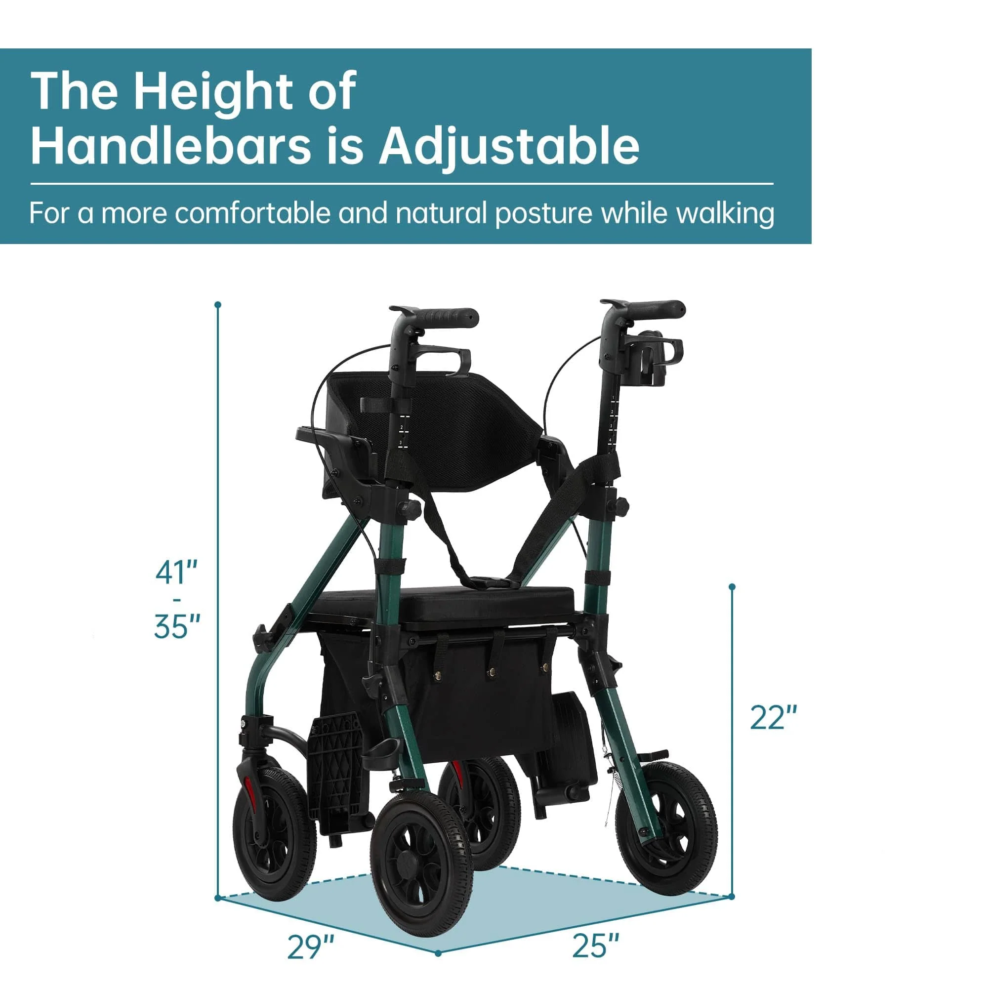 HFK-9269KD All Terrain 2-in-1 Rollator Walker 10