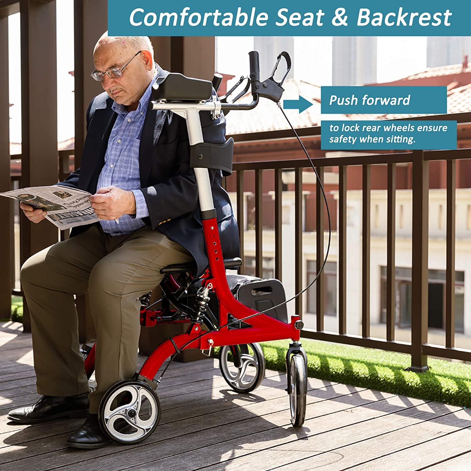 HFK-9211B Dual-Brake Shock-Absorbing Upright Walker 8