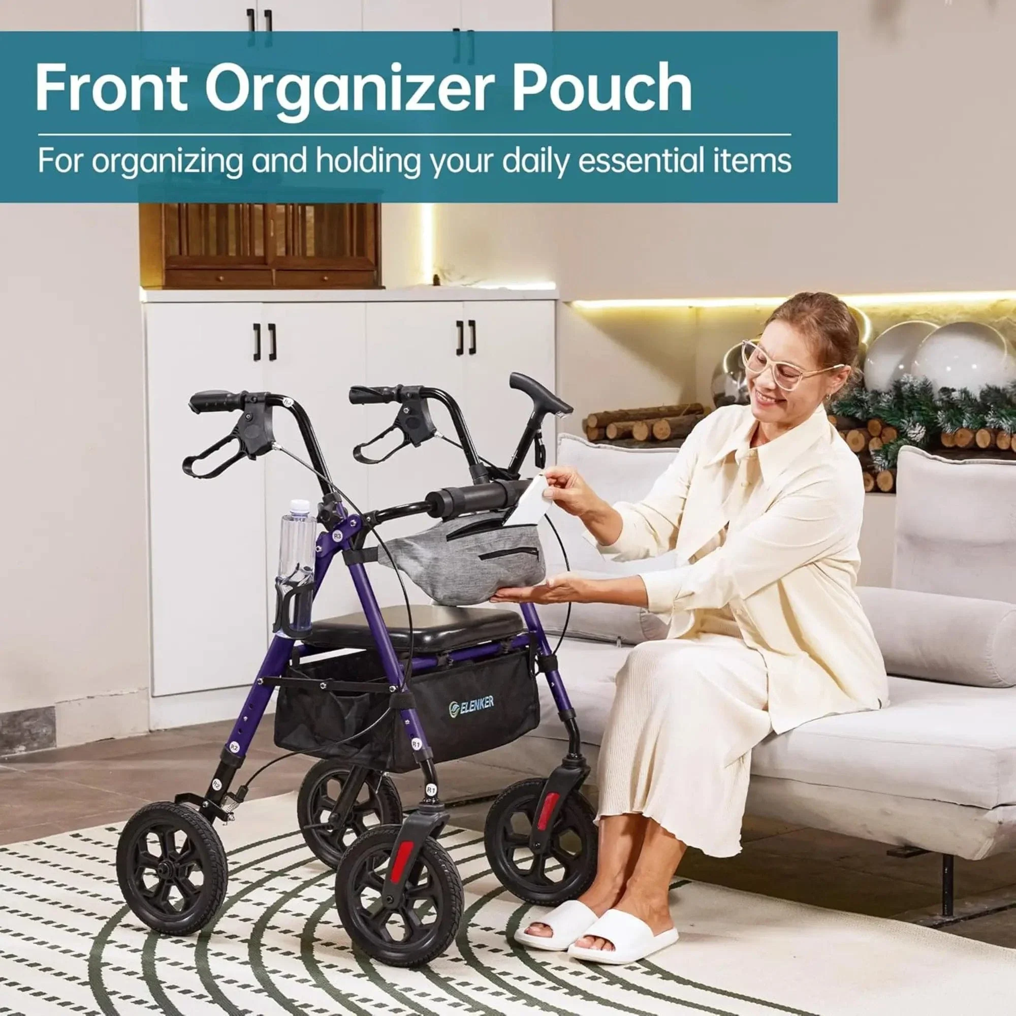 YF-9007E All-Terrain Dual-Brake Rollator Walker 10