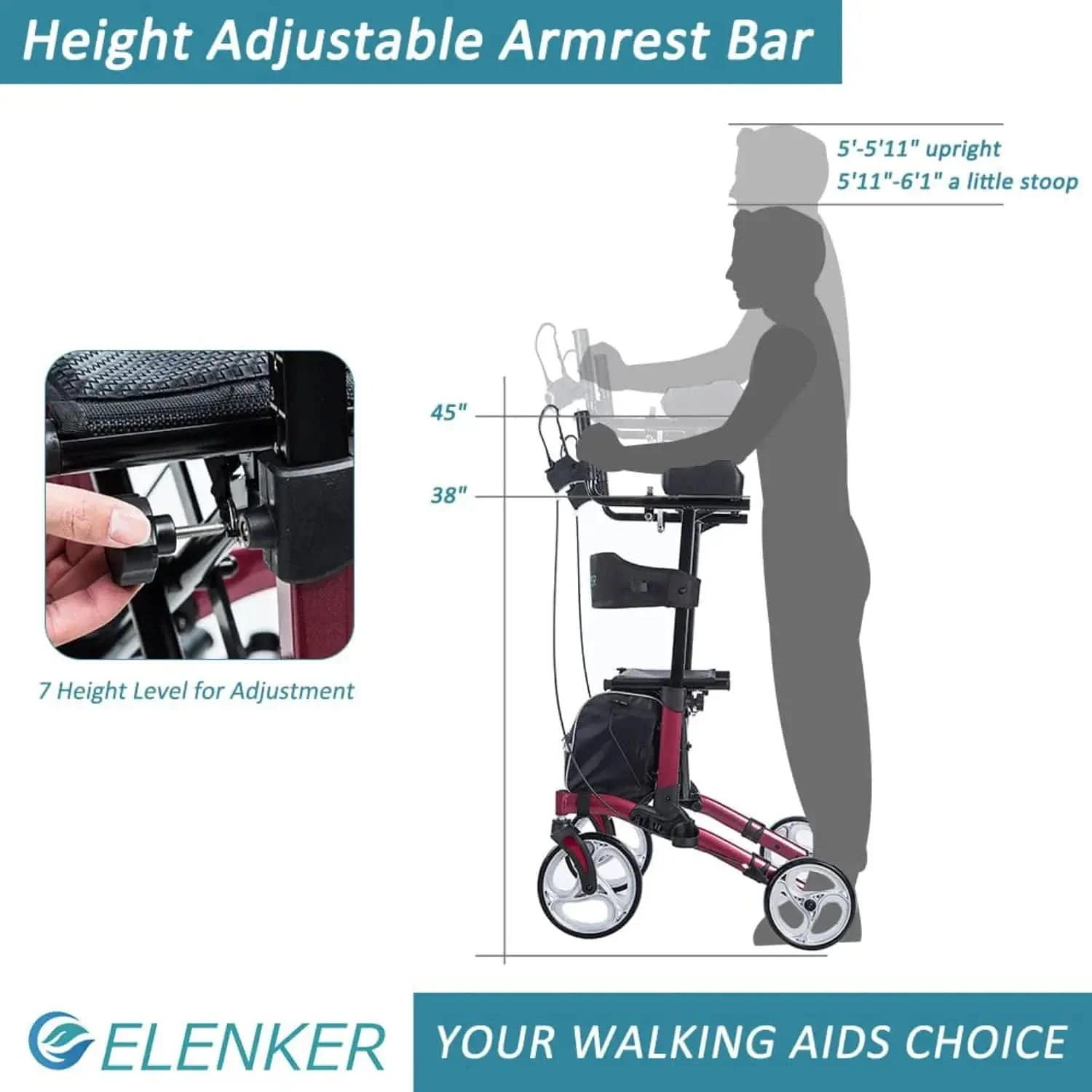 HFK-9223 Dual-Brake Upright Walker 8