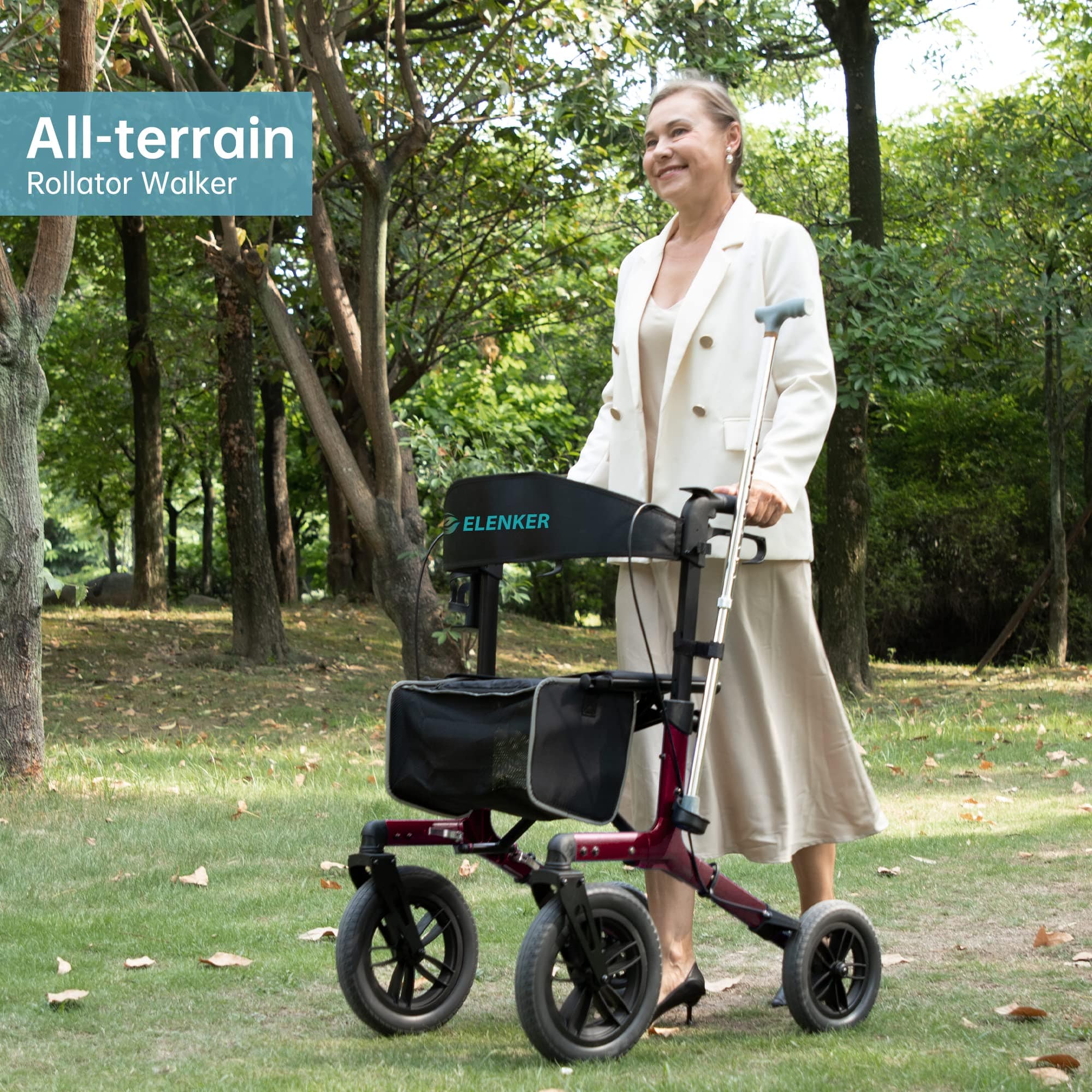 KLD-9212 All Terrain Dual-Brake Rollator Walker 10