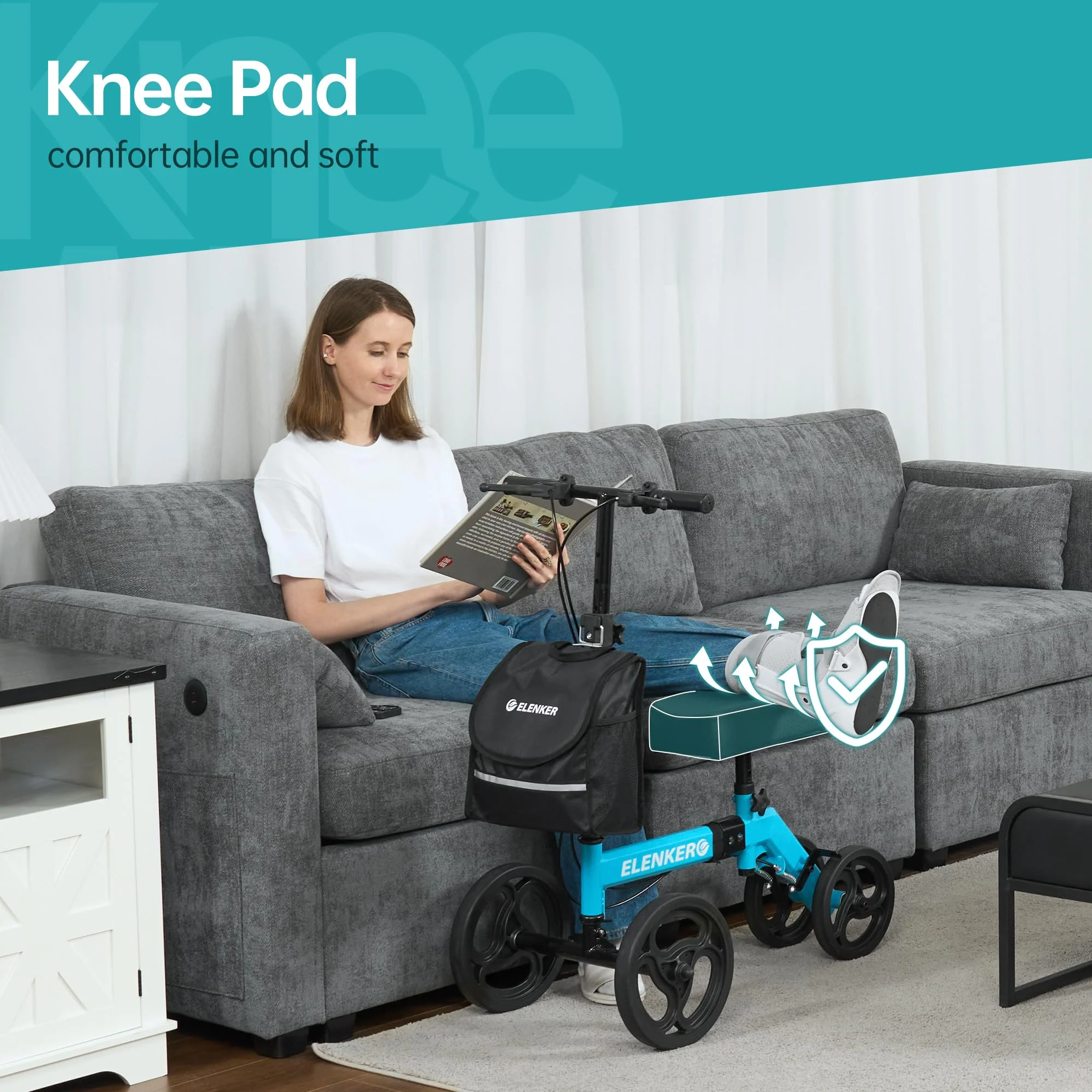 YF-9002D Steerable Deluxe Medical Knee Walker 10