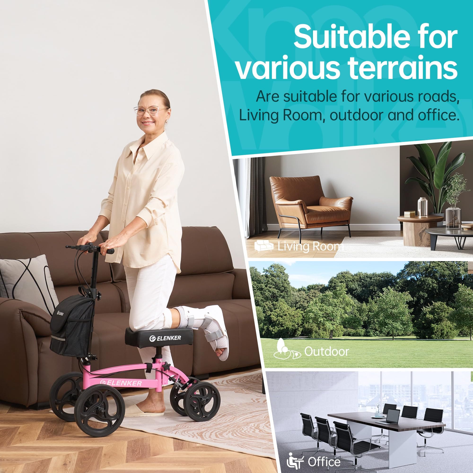 YF-9010A Steerable Foldable Knee Walker 10