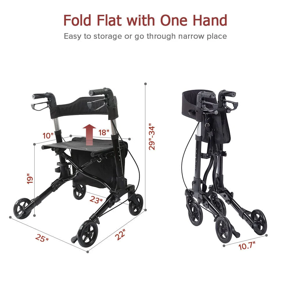 HFK-9202D Dual-Brake Compact Foldable Rollator Walker 6
