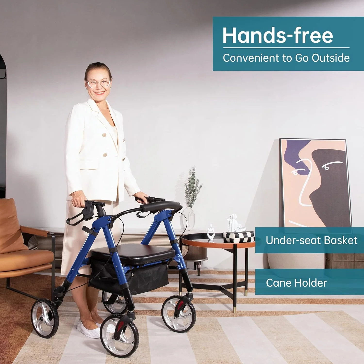 HFK-9219 Dual-Brake Heavy Duty Rollator Walker 10