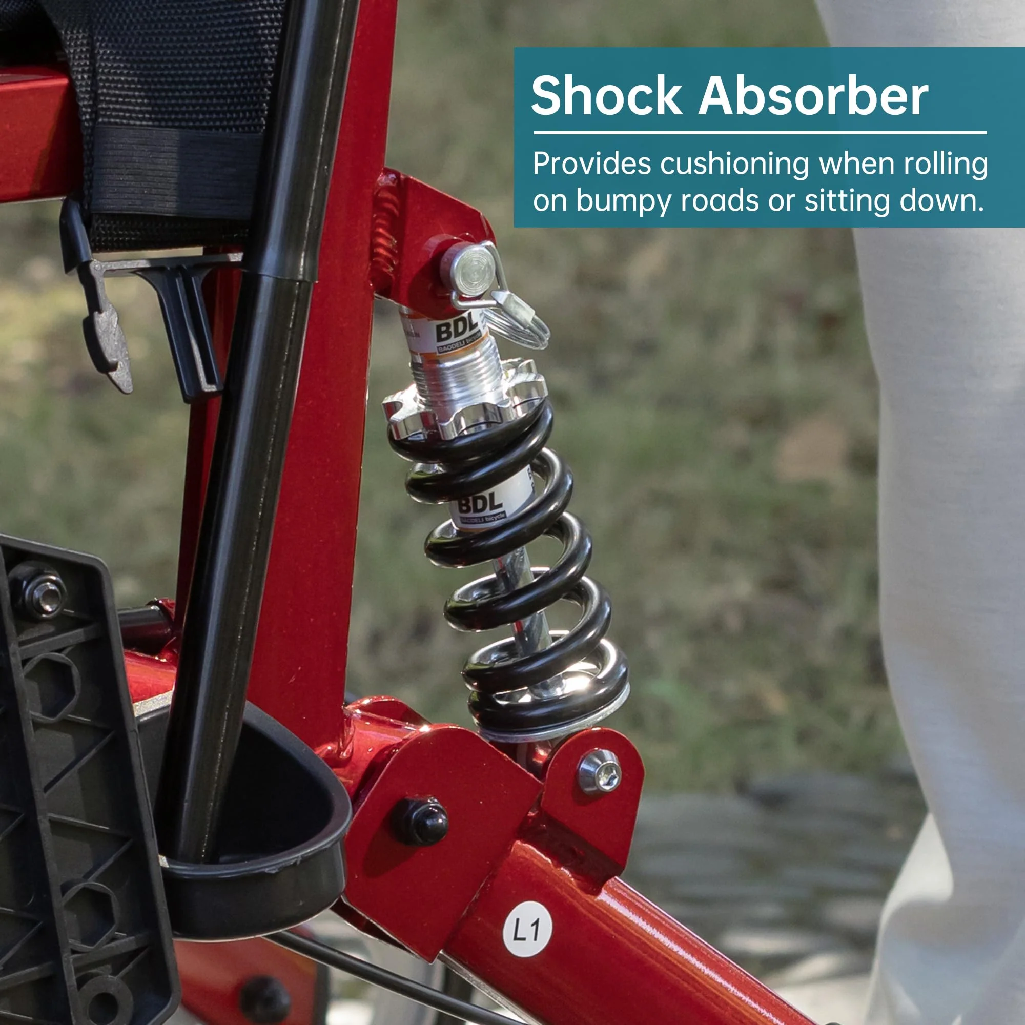 HFK-9294 2-in-1 Shock-Absorbing Rollator Walker 8” Rear Wheels