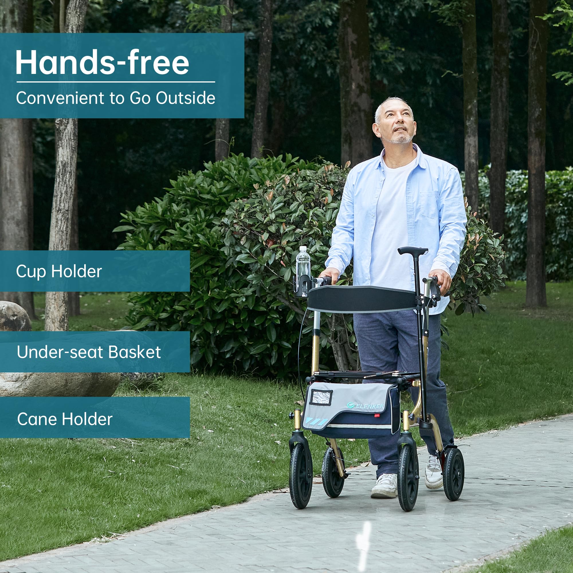 HFK-9210KDB All Terrain Dual-Brake Rollator Walker 10