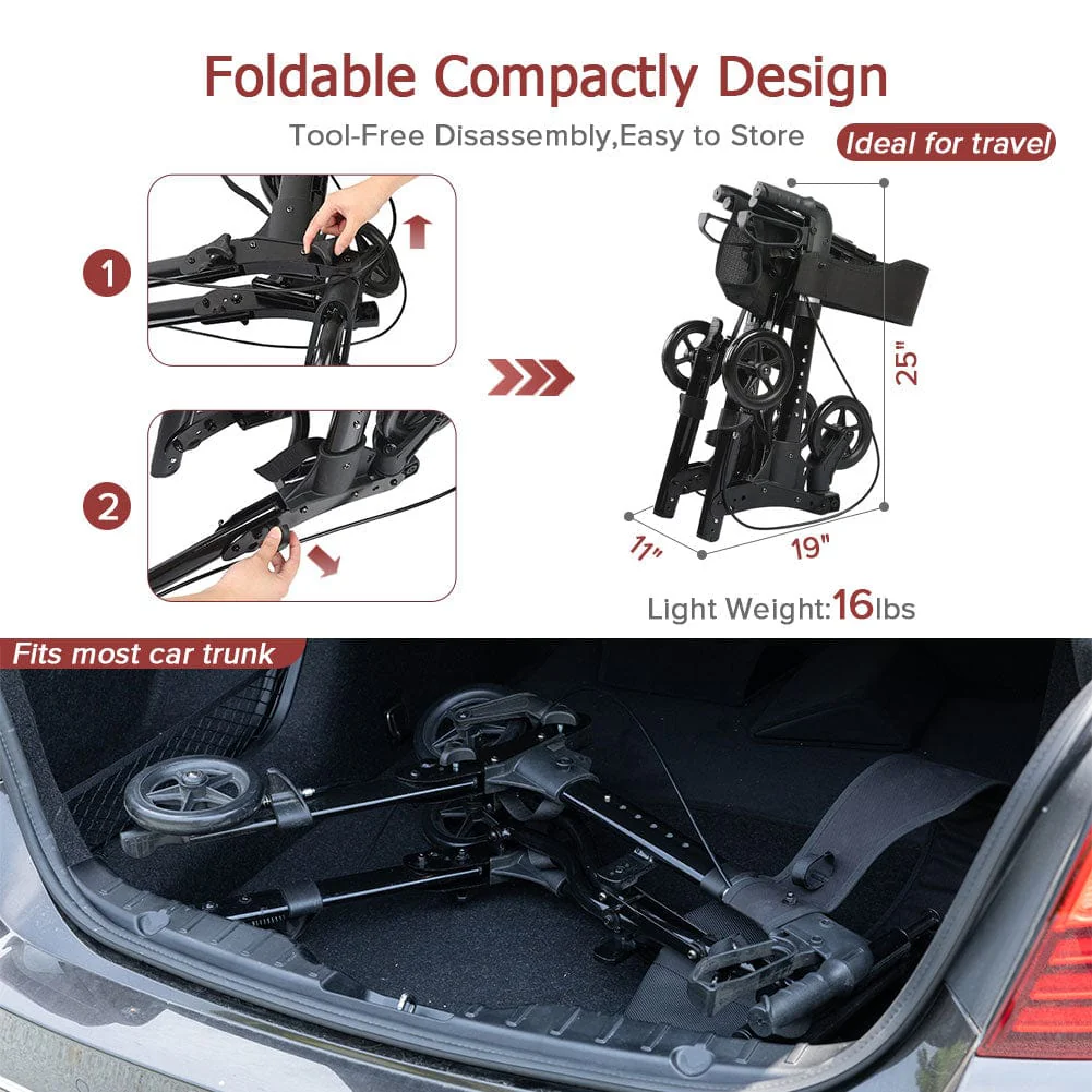 HFK-9202D Dual-Brake Compact Foldable Rollator Walker 6