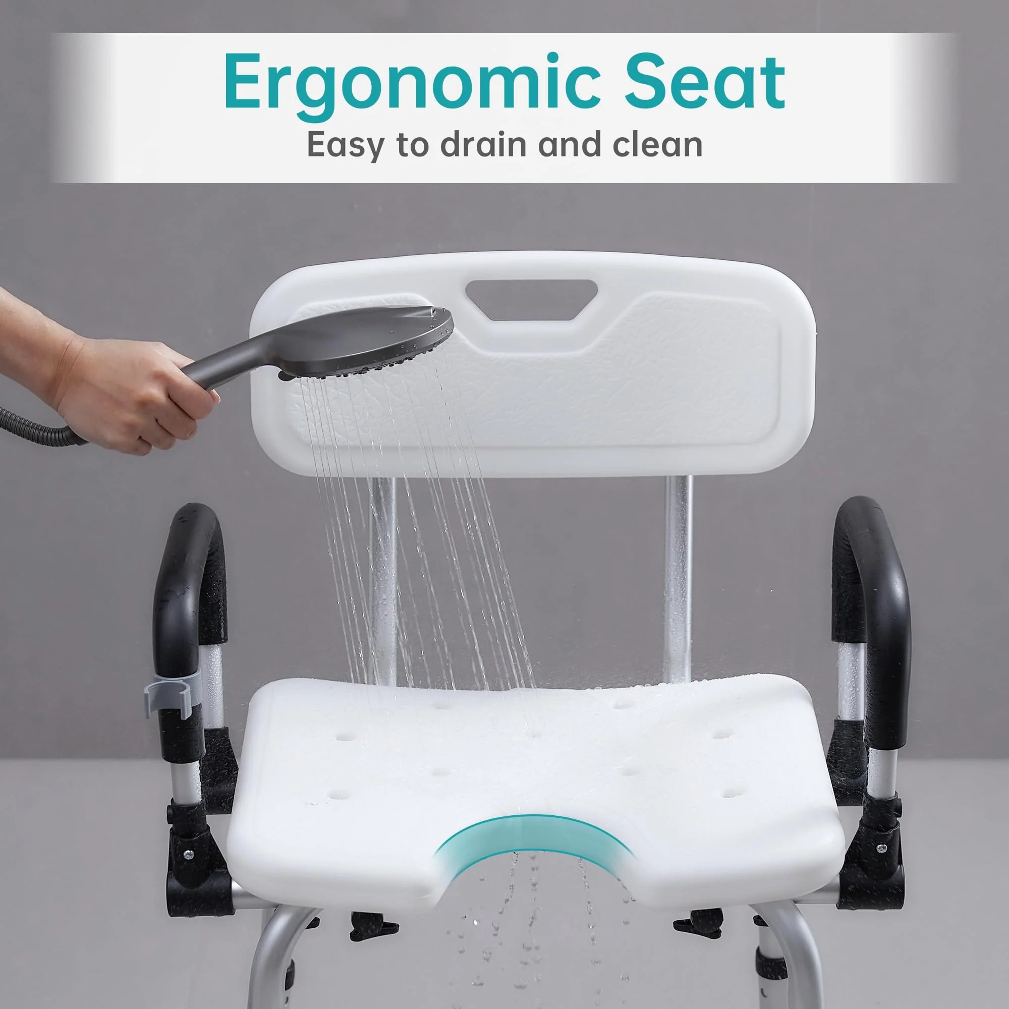 FST-5219-FW Ergonomic Seat Non-Slip Shower Seat Chair
