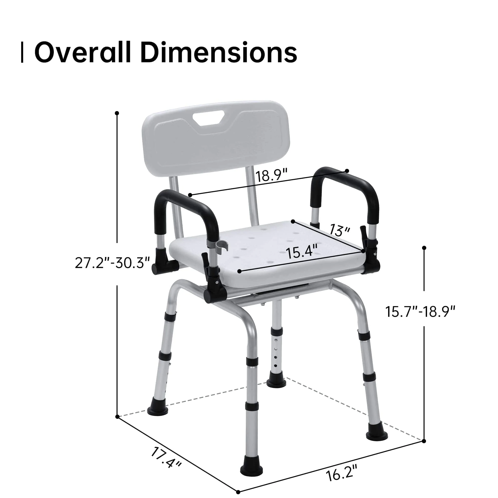 FST-5211B 360° Swivel Adjustable Medical Grade Shower Seat Chair