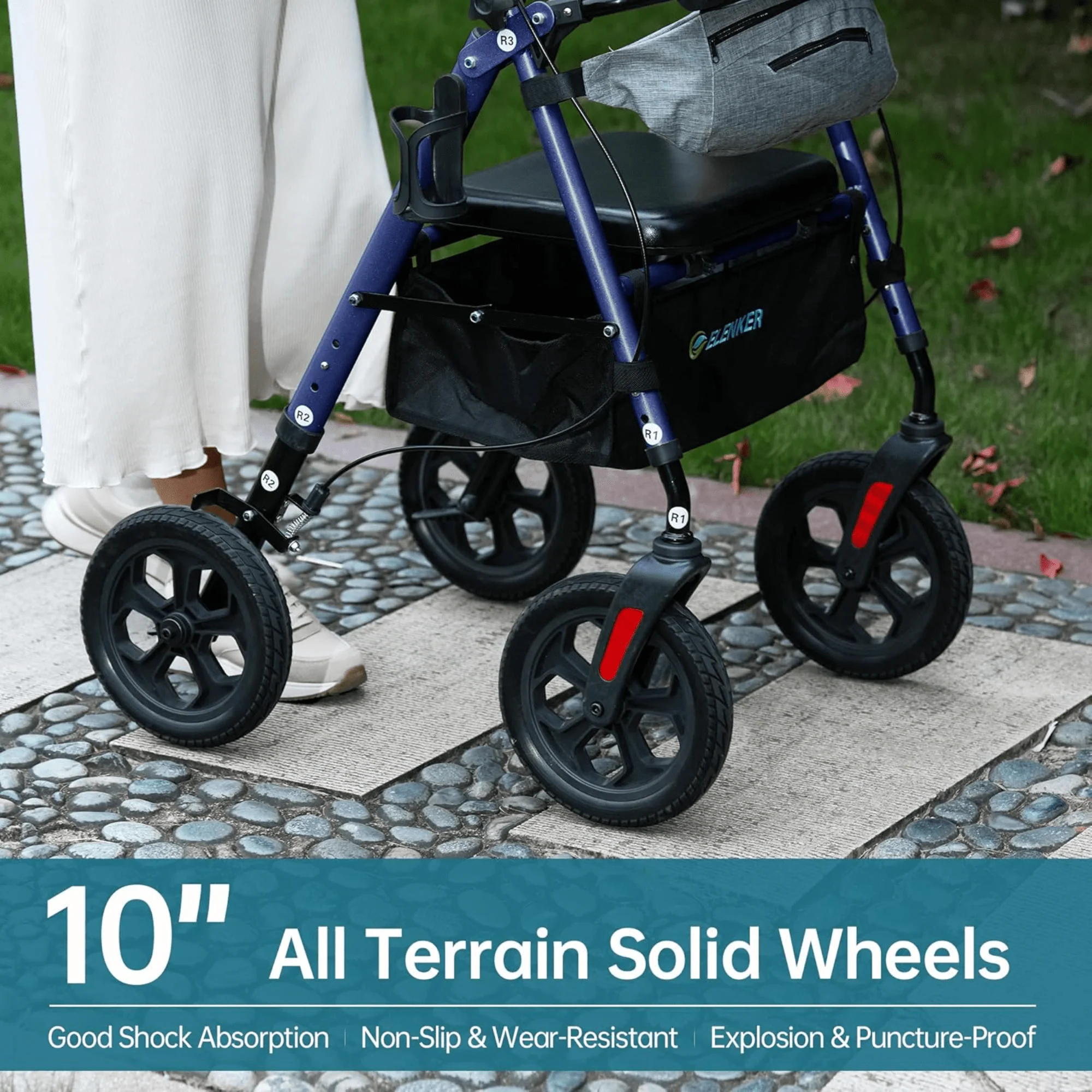 YF-9007E All-Terrain Dual-Brake Rollator Walker 10