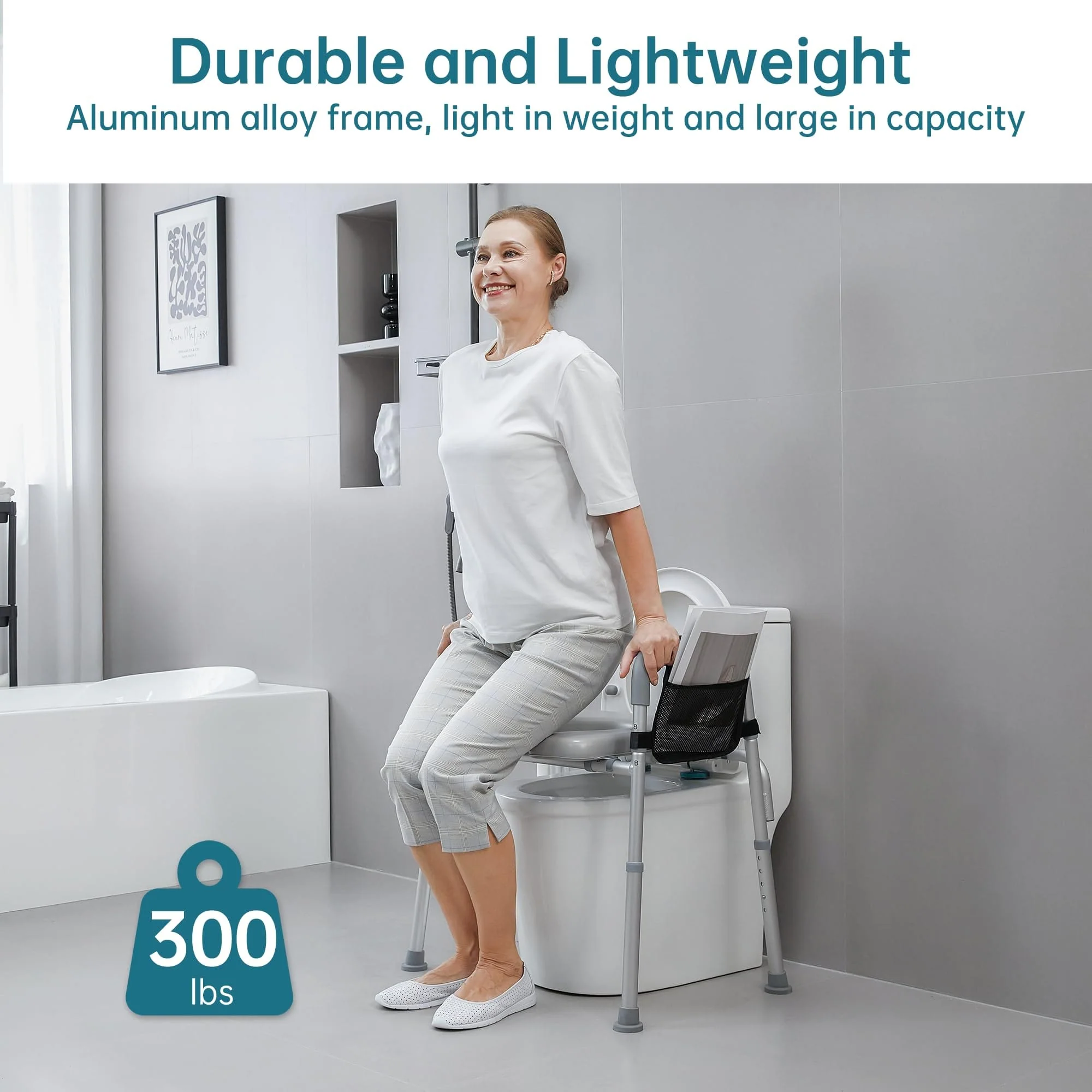 HFK-3367KD Height-Adjustable Raised Toilet Seat With Soft Padded Seat