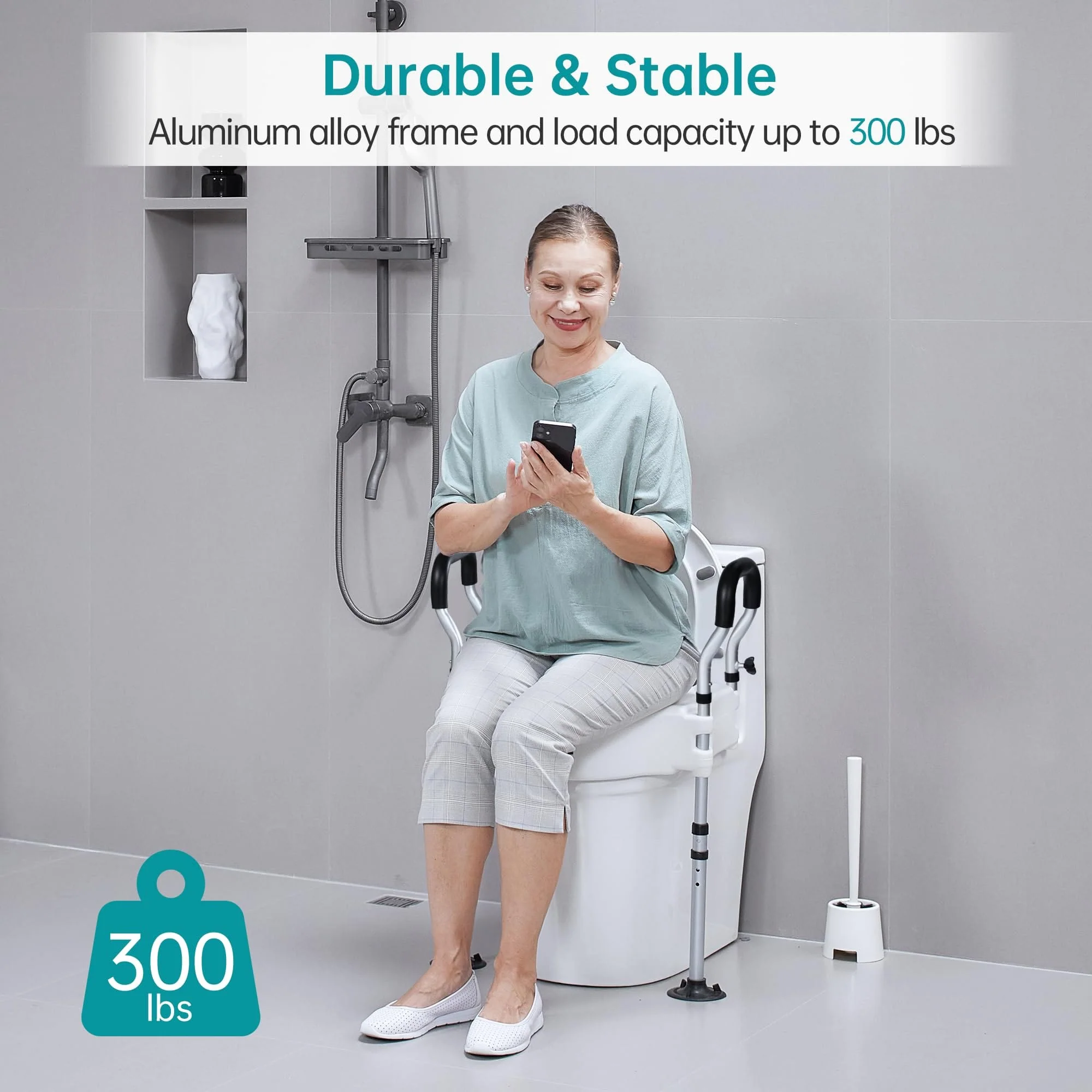 HFK-3377 Height-Adjustable Raised Toilet Seat-Assisted Stand-Up Support