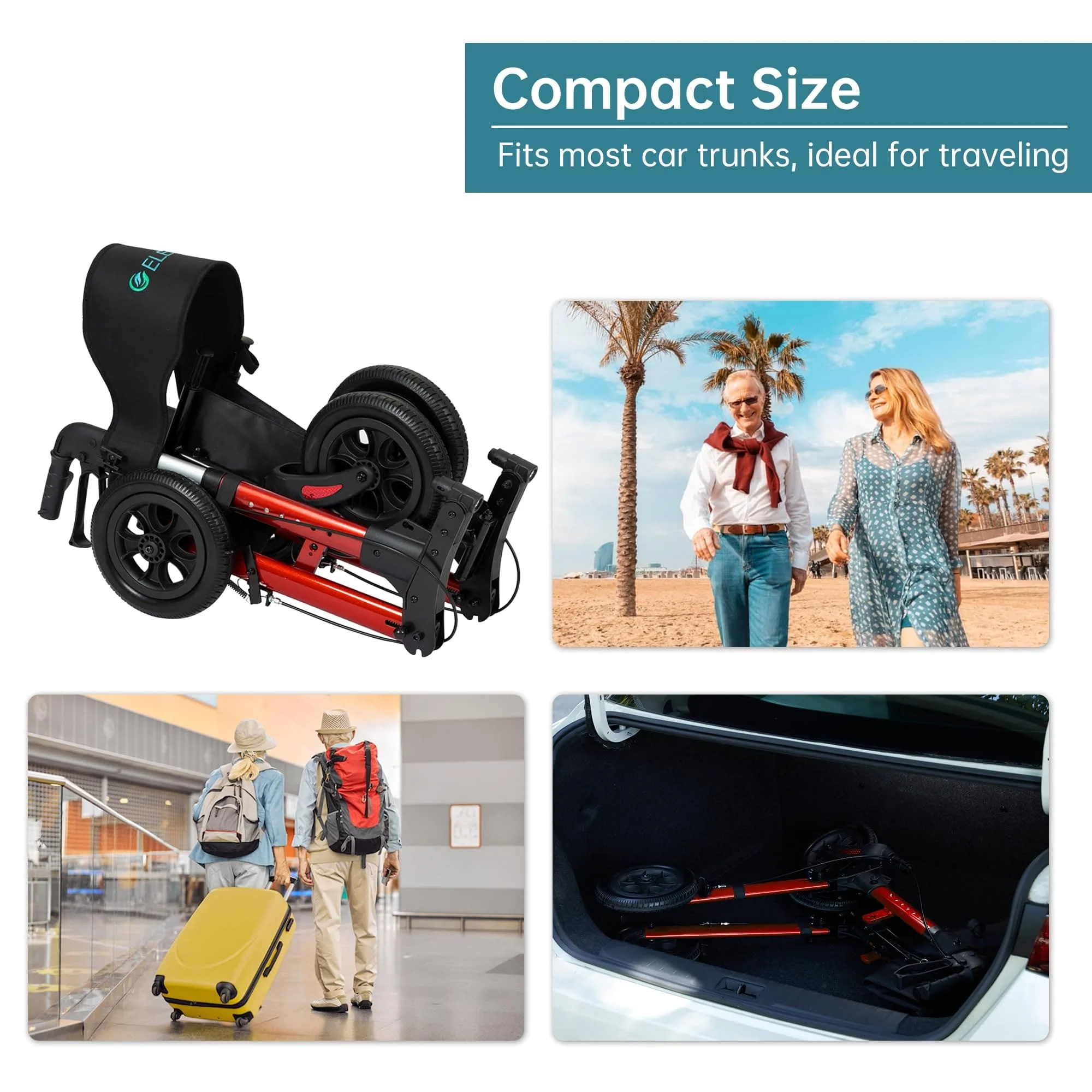 HFK-9202E All Terrain Dual-Brake Compact Foldable Rollator Walker 10