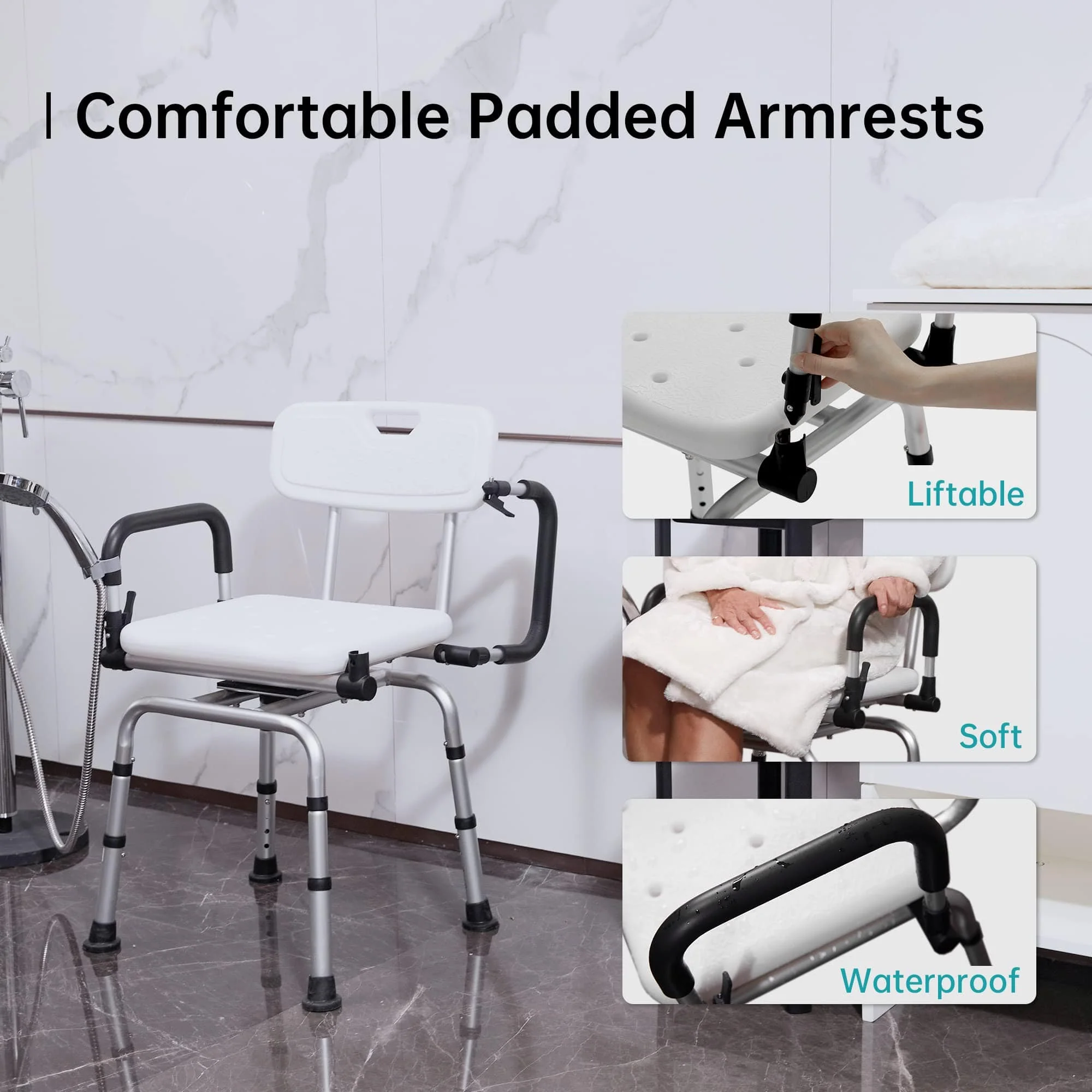 FST-5211B 360° Swivel Adjustable Medical Grade Shower Seat Chair