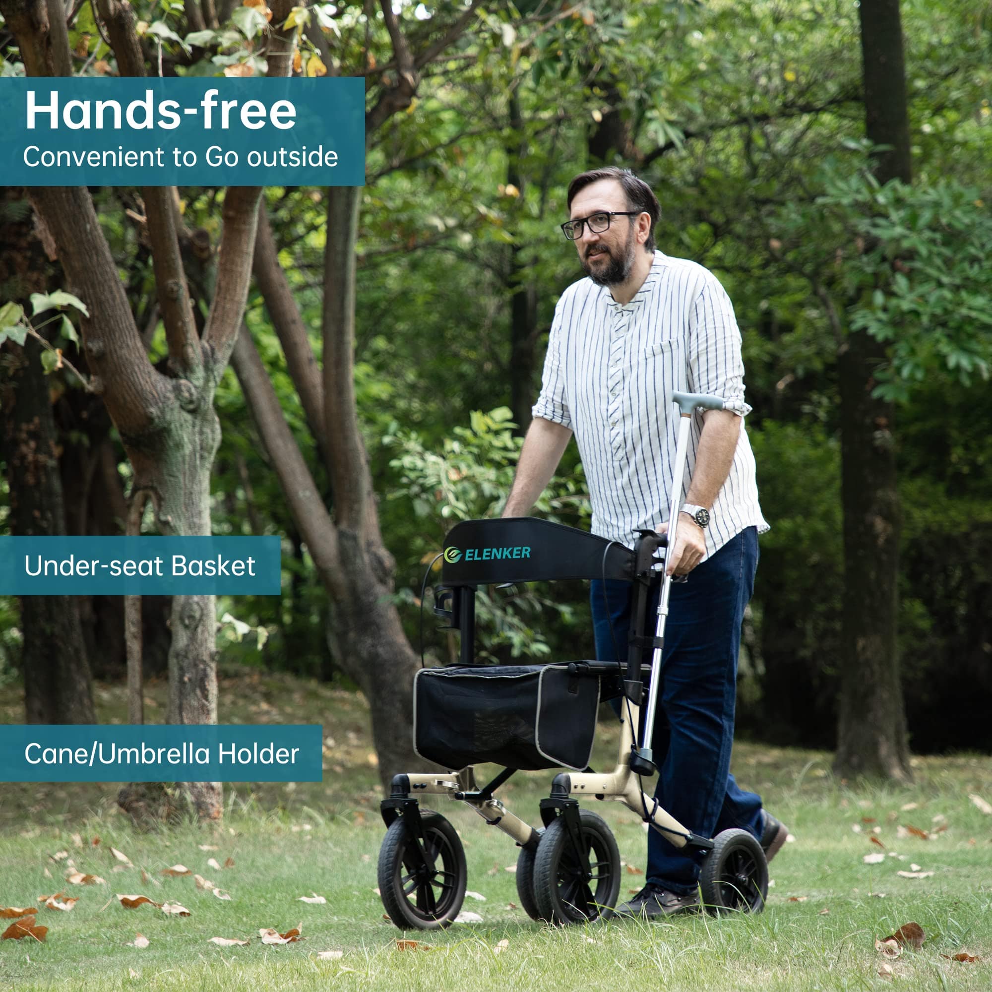 KLD-9212 All Terrain Dual-Brake Rollator Walker 10