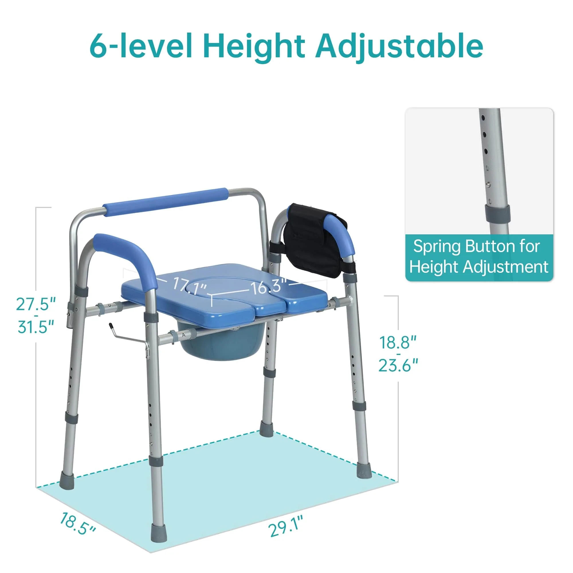 HFK-3375KD-2 Heavy-Duty Raised Toilet Seat-Non-slip Rubber Tips