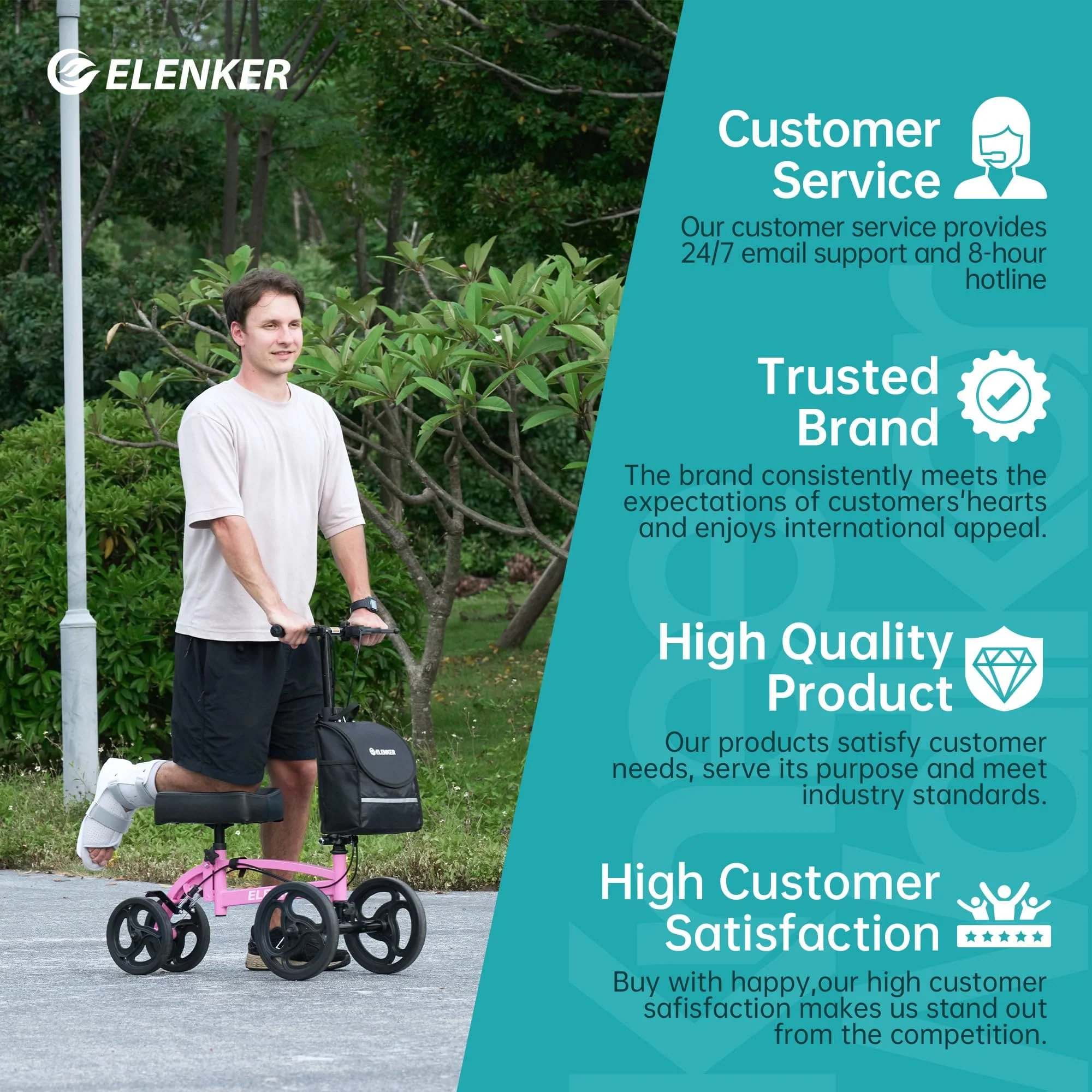 YF-9010A Steerable Foldable Knee Walker 10