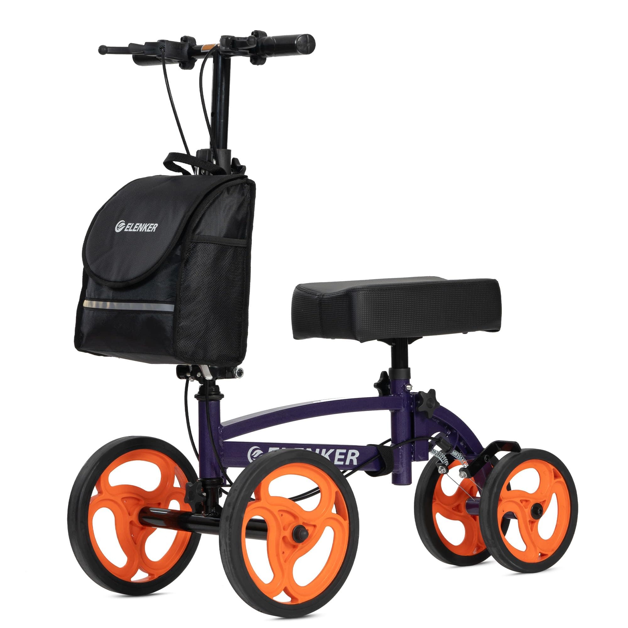 YF-9010A Steerable Knee Scooter, Foldable Knee Walker with Basket Dual Braking System Knee Scooters for Injured Ankle and Broken Foot Purple