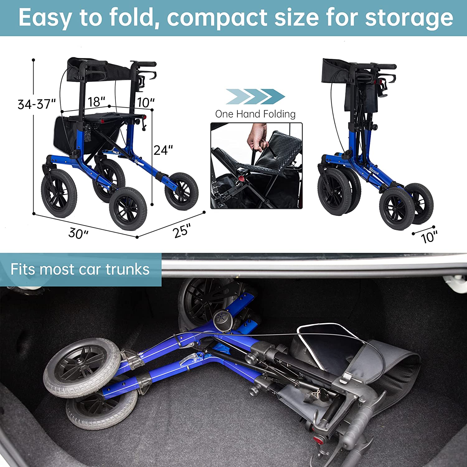 KLD-9212 All Terrain Dual-Brake Rollator Walker 10