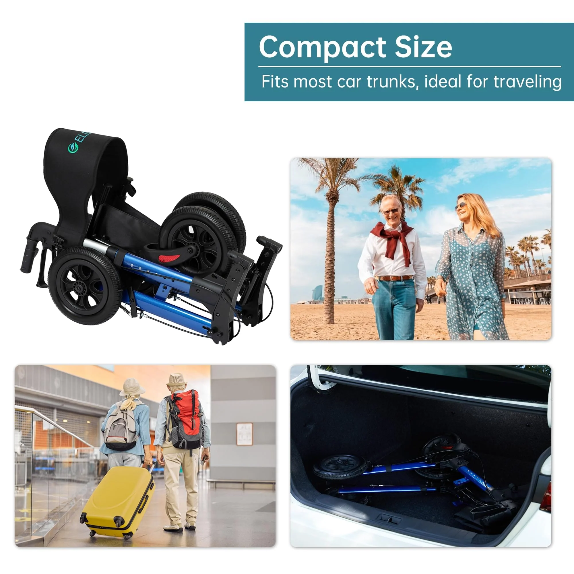 HFK-9202E All Terrain Dual-Brake Compact Foldable Rollator Walker 10