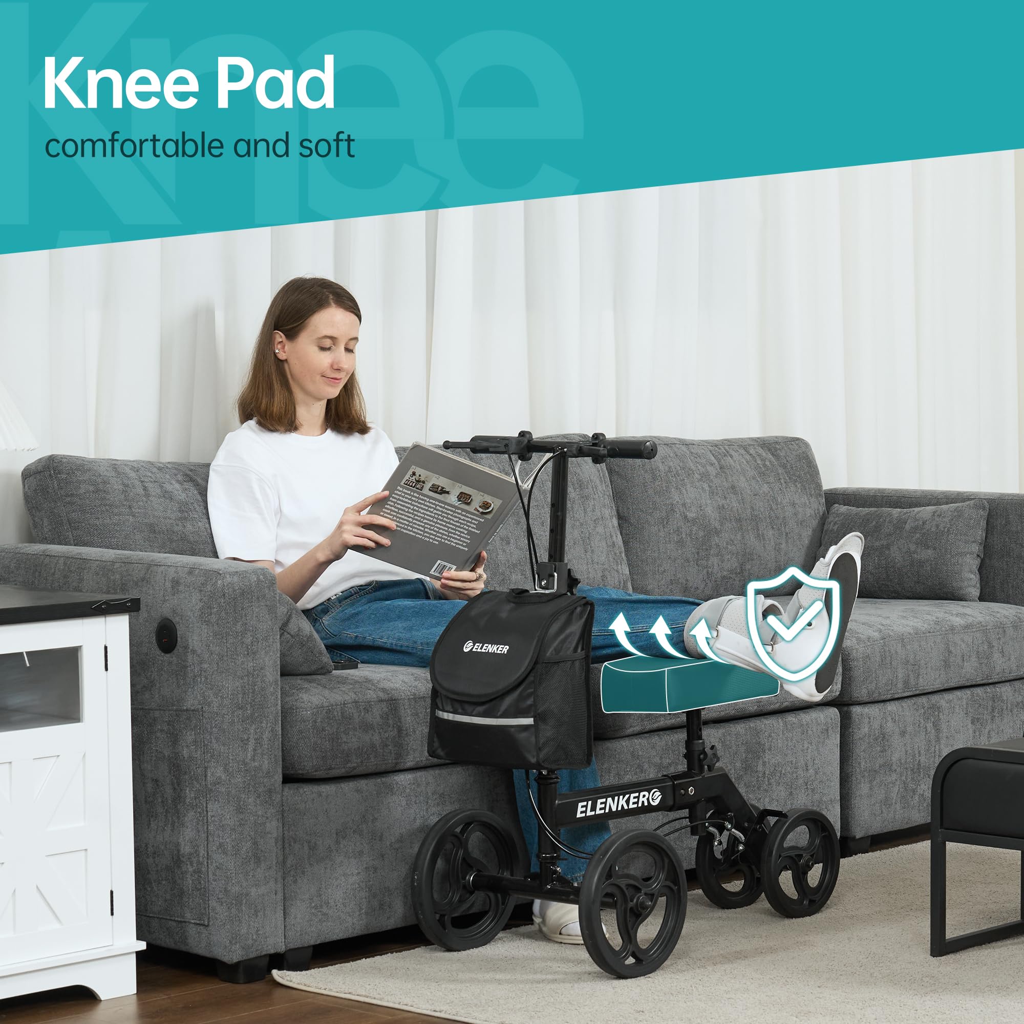 YF-9002D Steerable Deluxe Medical Knee Walker 10