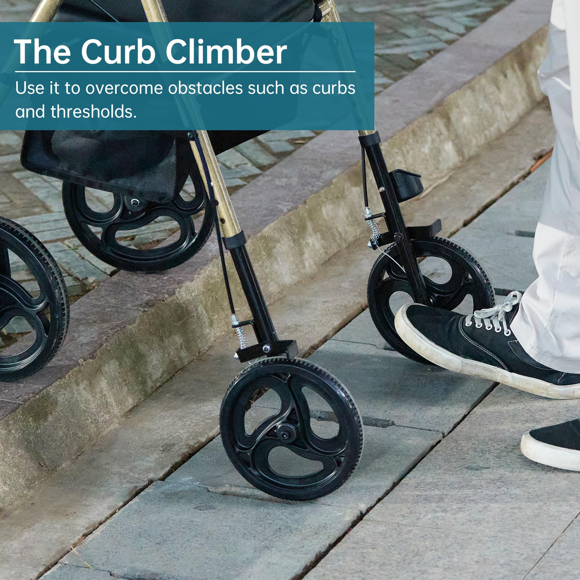 YF-9007B Dual-Brake Ergonomic Handgrip Rollator Walker 8