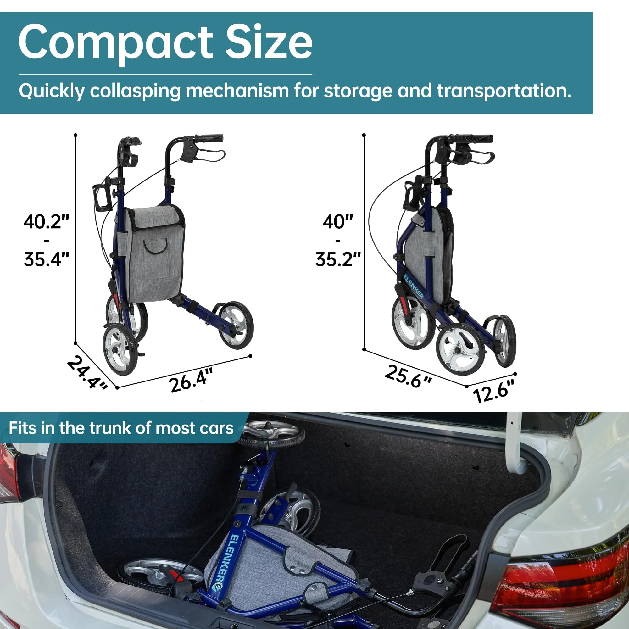 YF-9006 Portable Heavy Duty Rollator Walker 8
