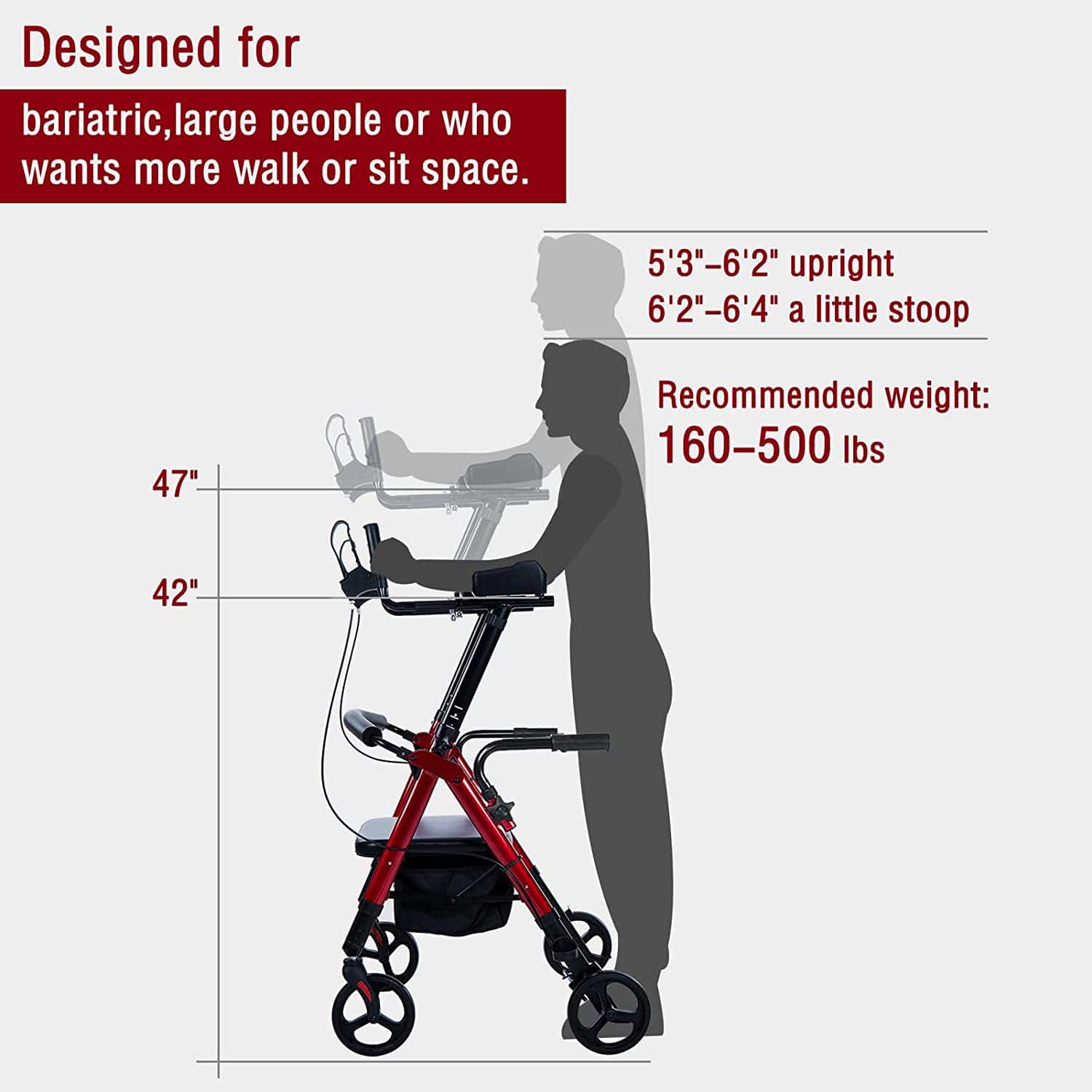 HFK-9219B Heavy Duty Bariatric Upright Walker 8